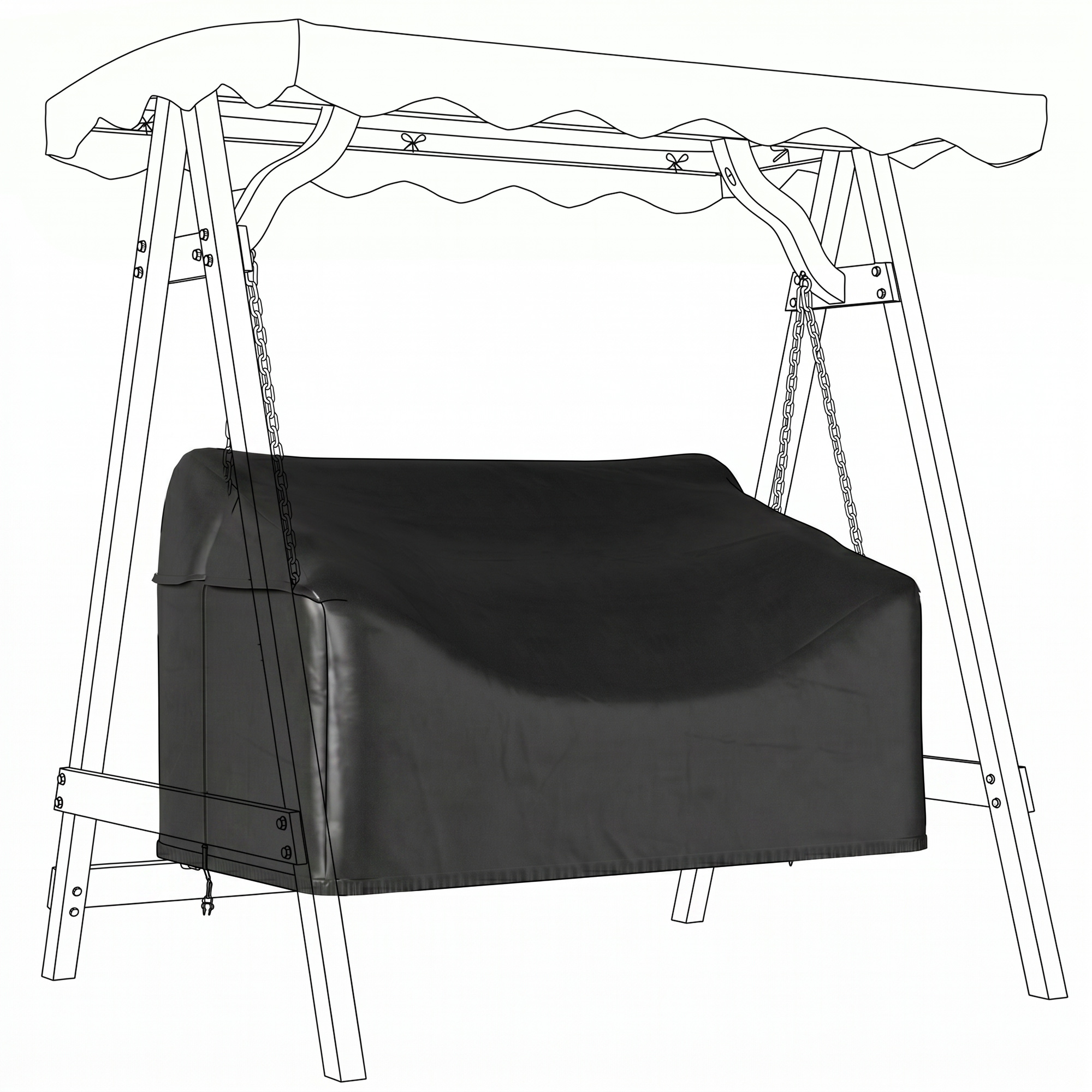 Outsunny Hoes voor 2-persoons tuinschommel, waterdichte beschermhoes, winddicht en UV-bestendig, 420D Oxford-stof