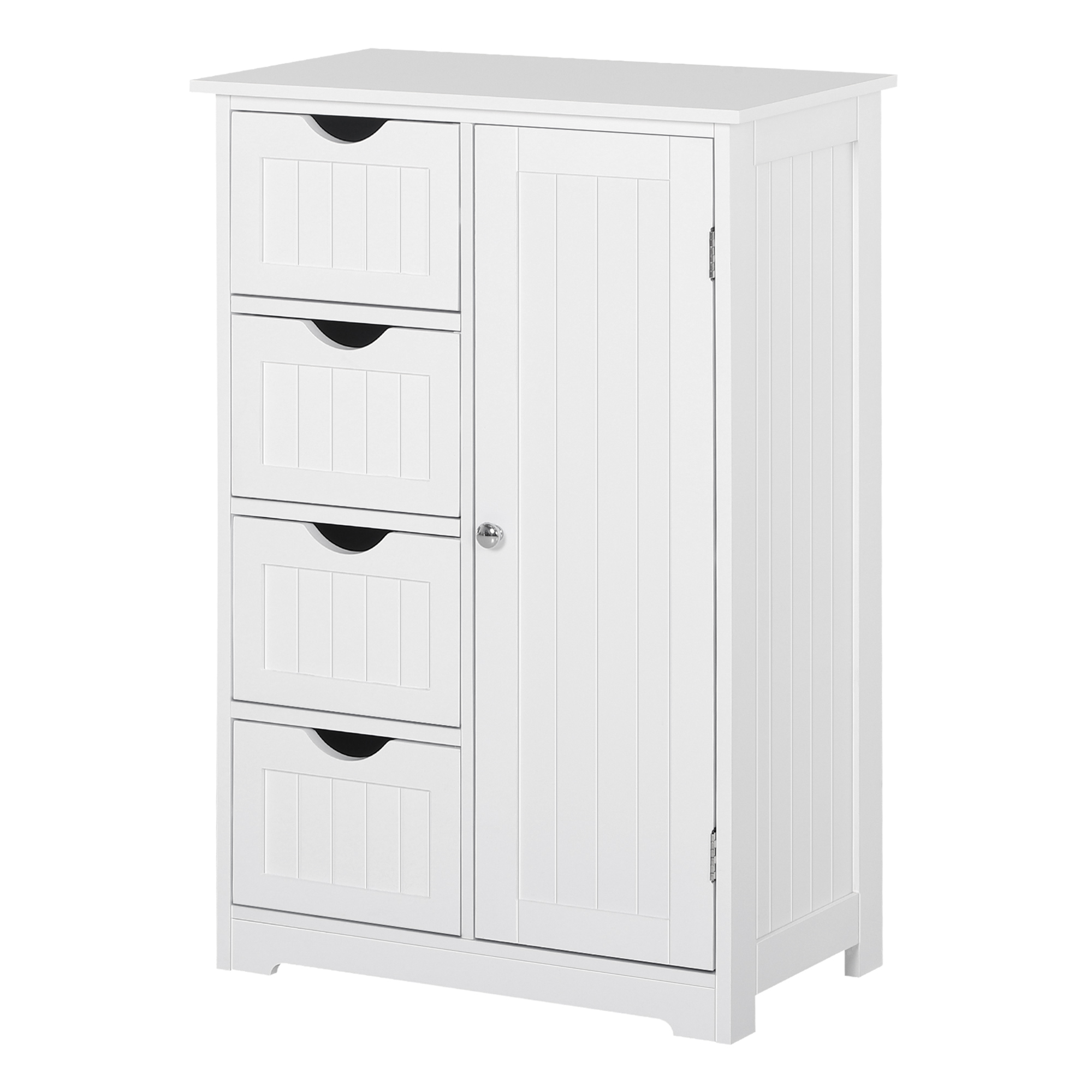 Armario Auxiliar Baño kleankin 4 Cajones Blanco 56x30x83 cm Estante Ajustable para Baño Cocina Salón 56x30x83cm Blanco| Aosom España