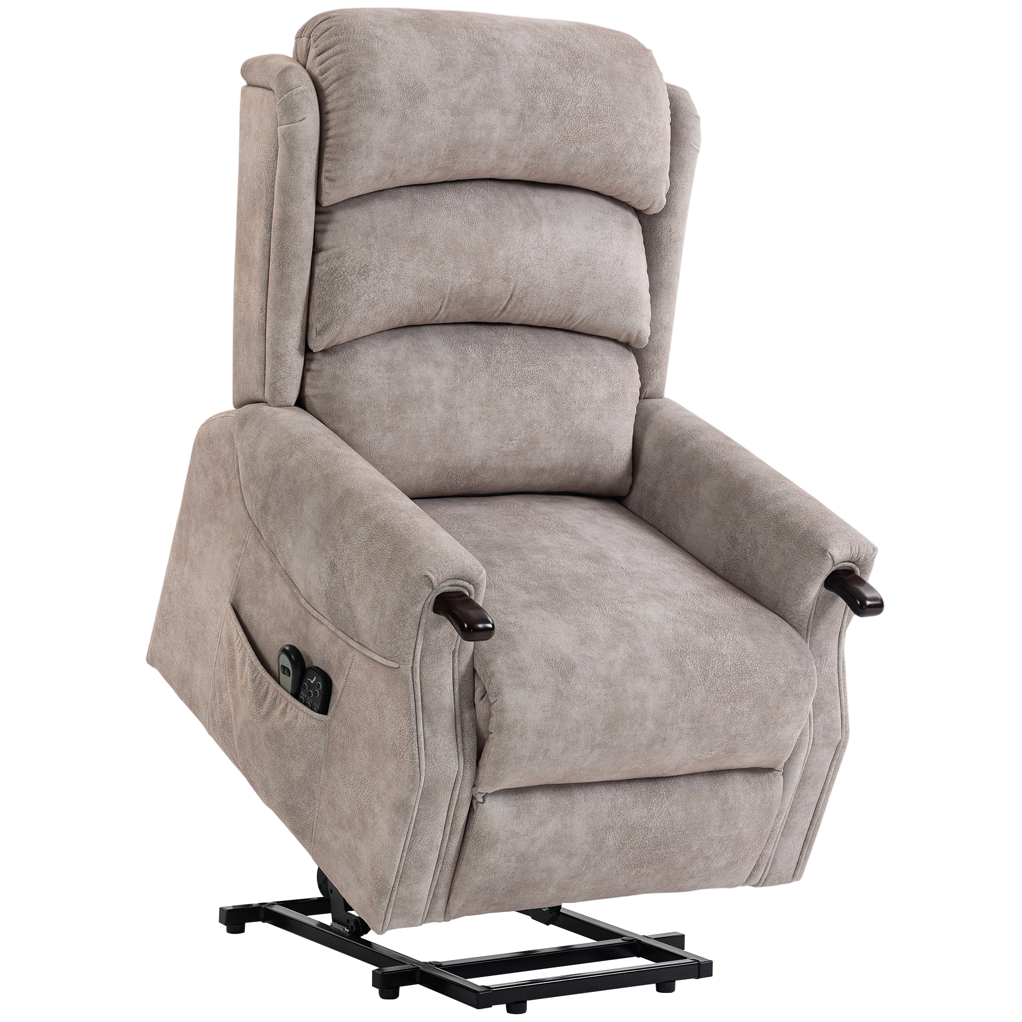 HOMCOM Elektrische Sta-op Fauteuil met Massage, Verwarming en Ligfunctie, Lichtgrijs