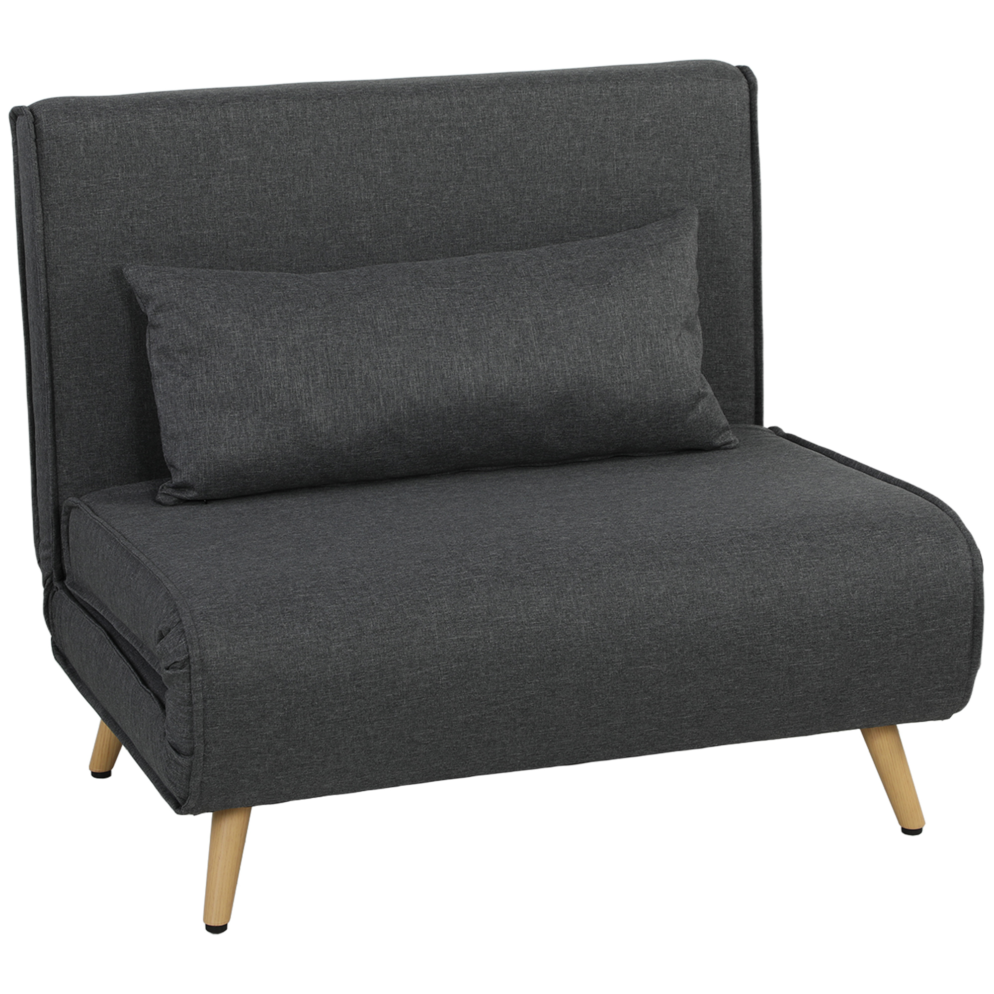 HOMCOM 3-in-1 opvouwbare slaapstoel, slaapfauteuil in linnenlook met verstelbare rugleuning en dikke vulling, grijs
