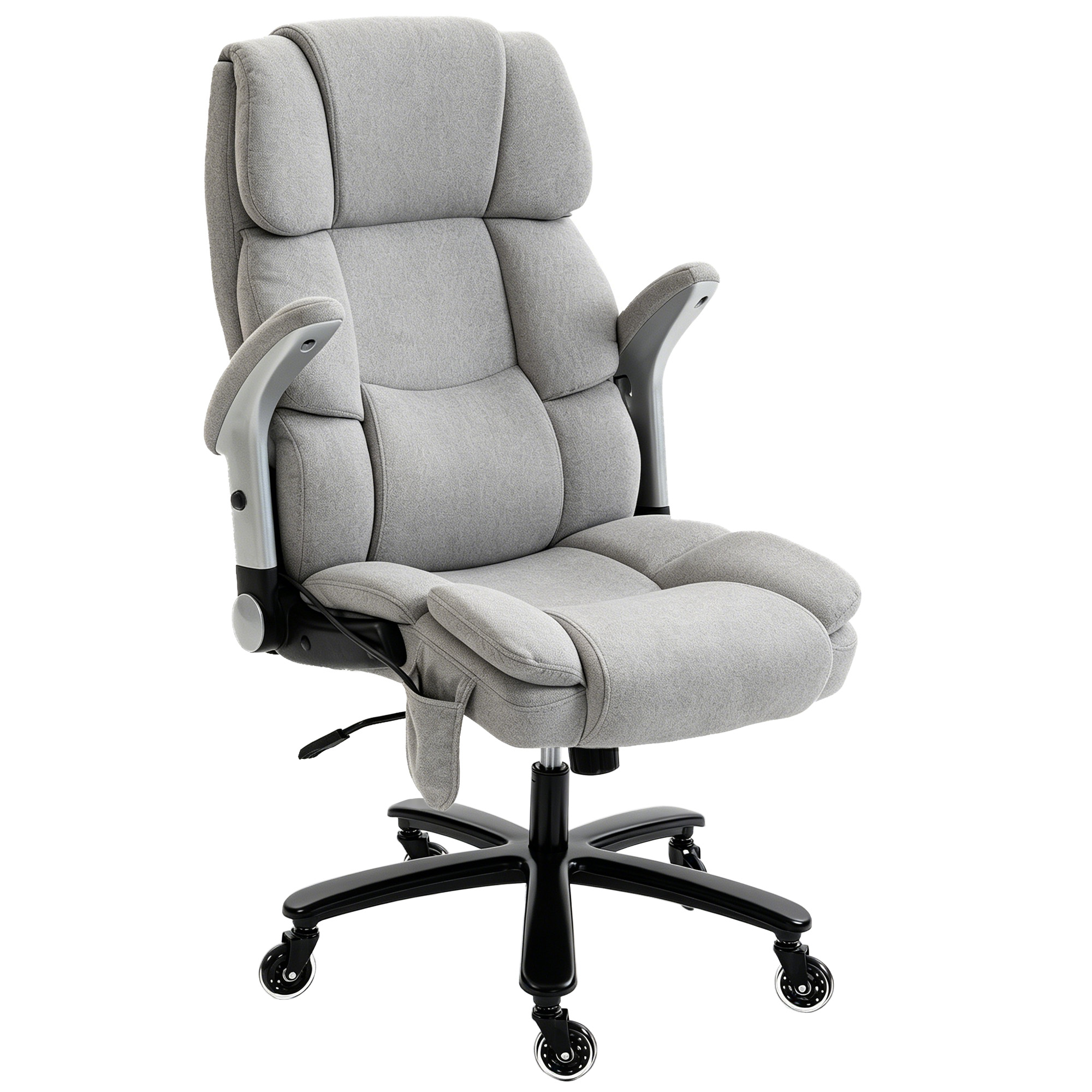 HOMCOM Fauteuil de bureau extra large avec soutien lombaire Airbag, siège de bureau avec accoudoirs relevables, ressorts ensachés, gris clair HOMCOM Fauteuil de bureau extra large avec soutien lombaire Airbag, siège de bureau avec accoudoirs relevables, ressorts ensachés, gris clair