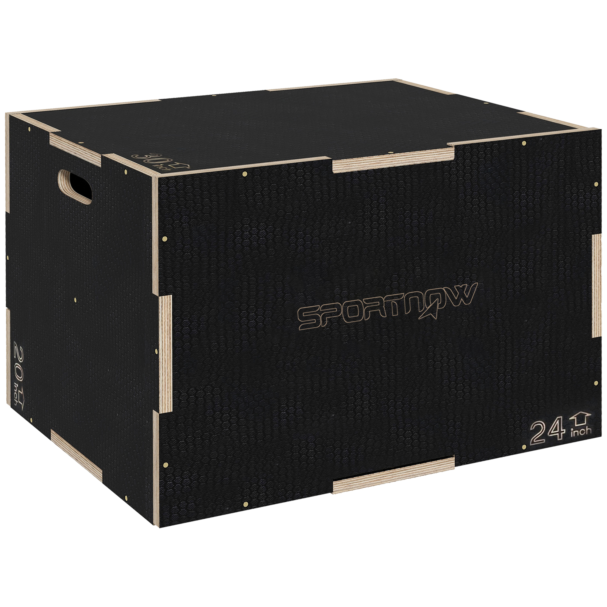 SPORTNOW Plyo-box/springbox, robuust, 61 x 51 x 41 cm, zwart, greep 10x3,5 cm, tot 120 kg