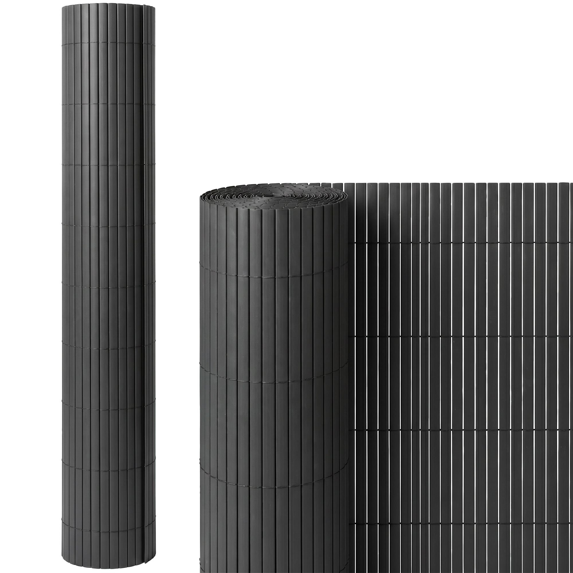 Outsunny 2Pcs Plastic Privacy Screening Fence, 1m x 5 m Waterproof Windbreak Fence, Dark Grey