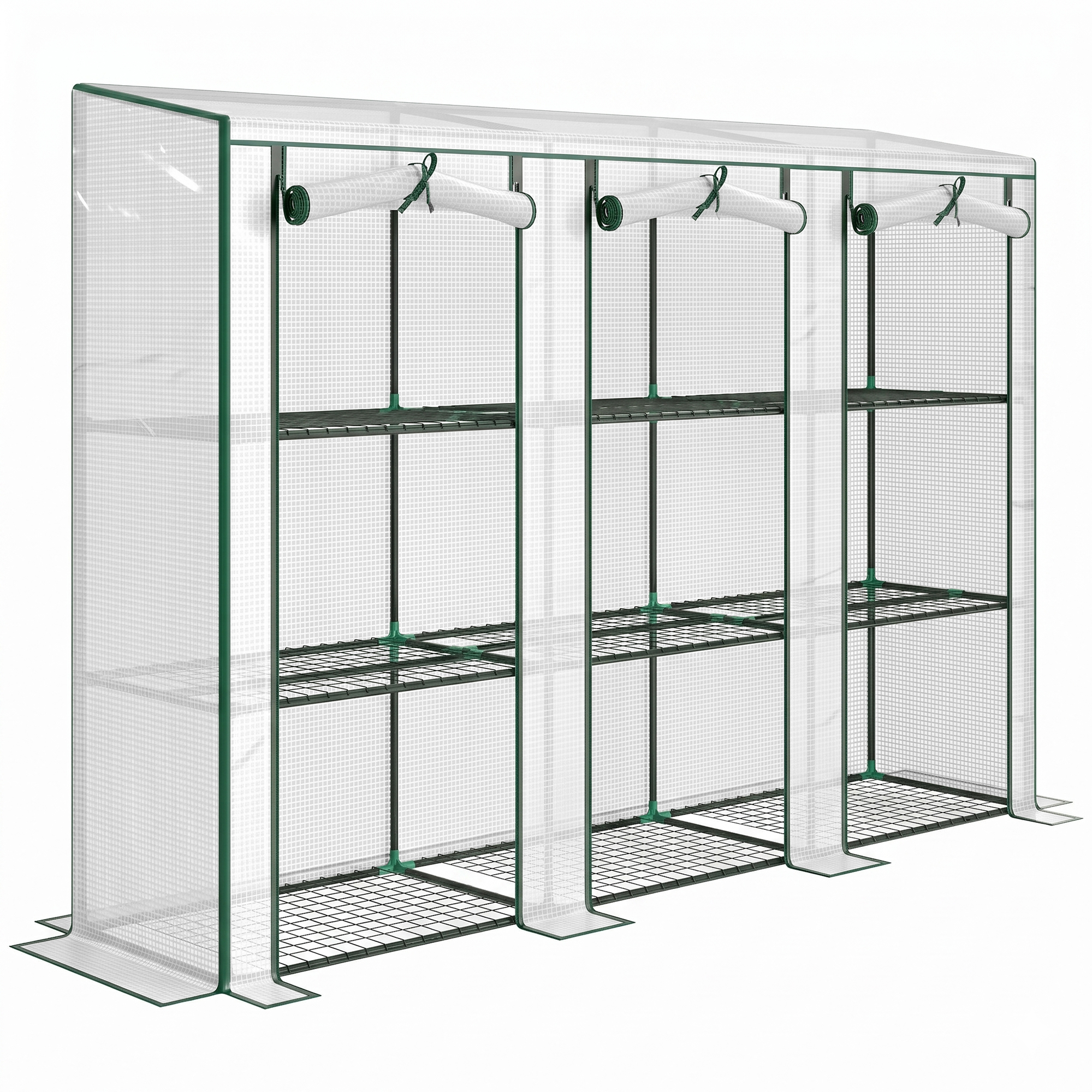Outsunny 46 x 215 cm Nine-Shelf Greenhouse - White