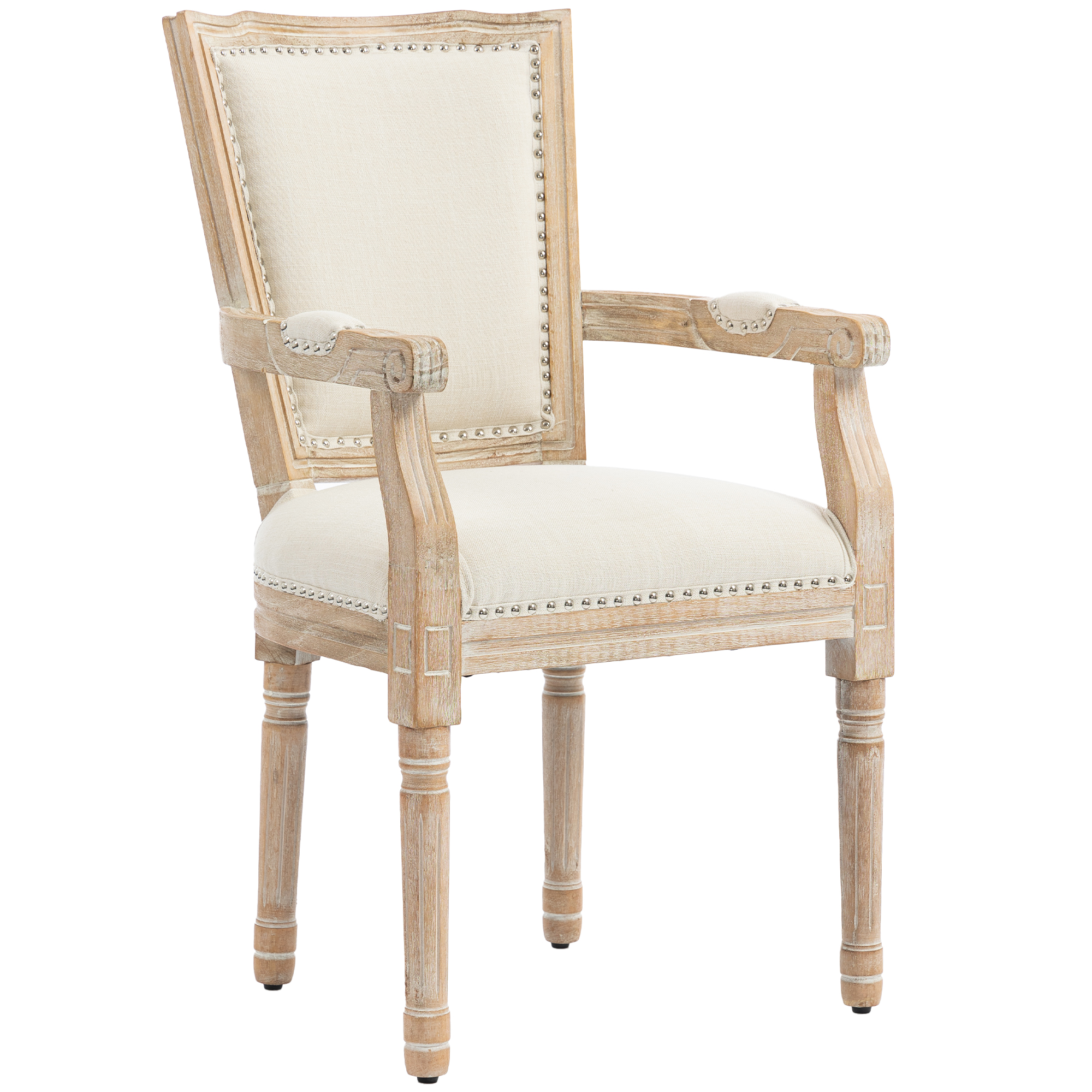 HOMCOM Esszimmerstuhl Küchenstuhl mit Armlehne und Linen-Touch, Polsterstuhl im Vintage Design bis 150 kg, 59x63,5x96cm Aosom.de