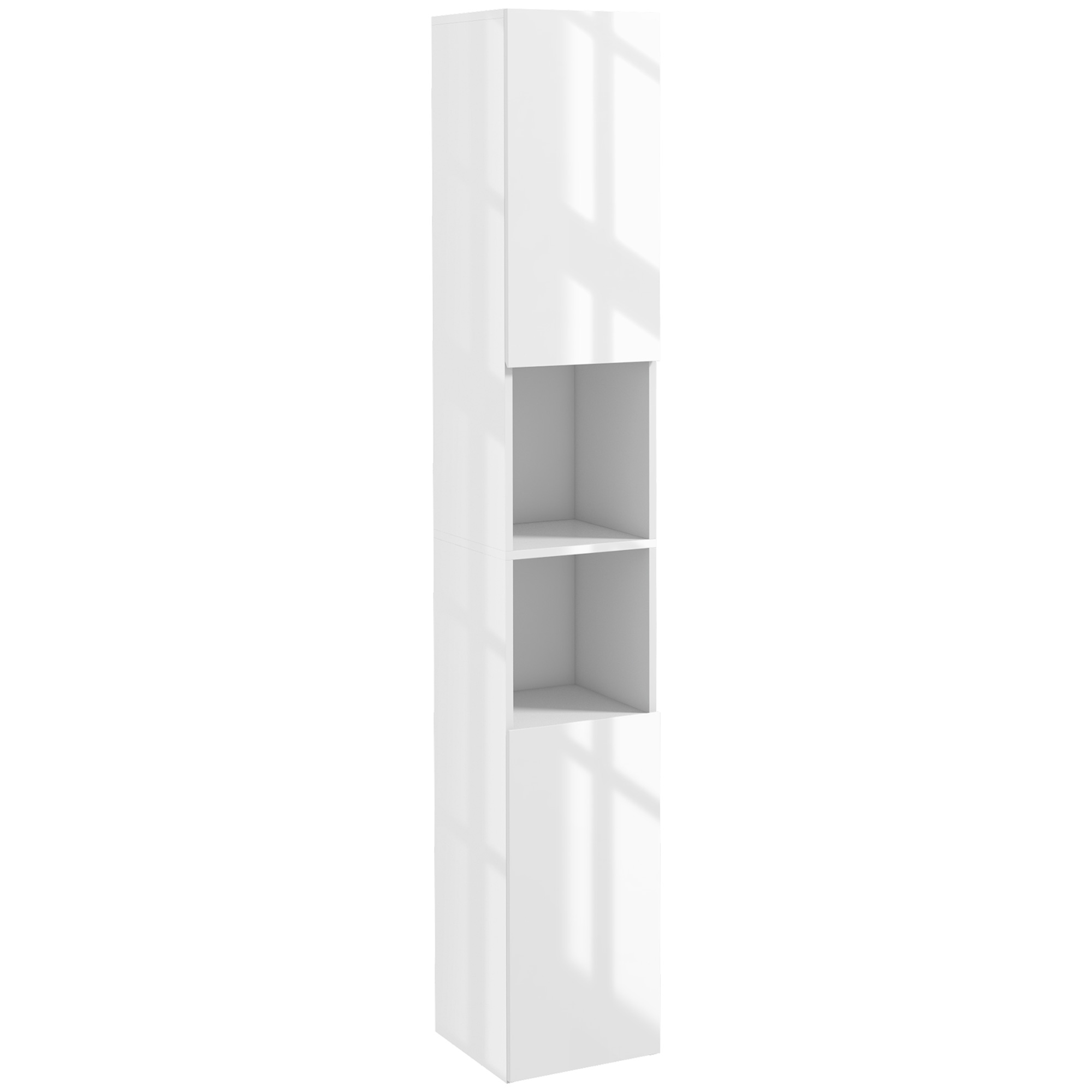 kleankin Hoher Badezimmerschrank, schmaler Badschrank mit Türen und verstellbaren Einlegeböden, 30x30x81,5 cm, Weiß Hochglanz   Aosom von Kleankin