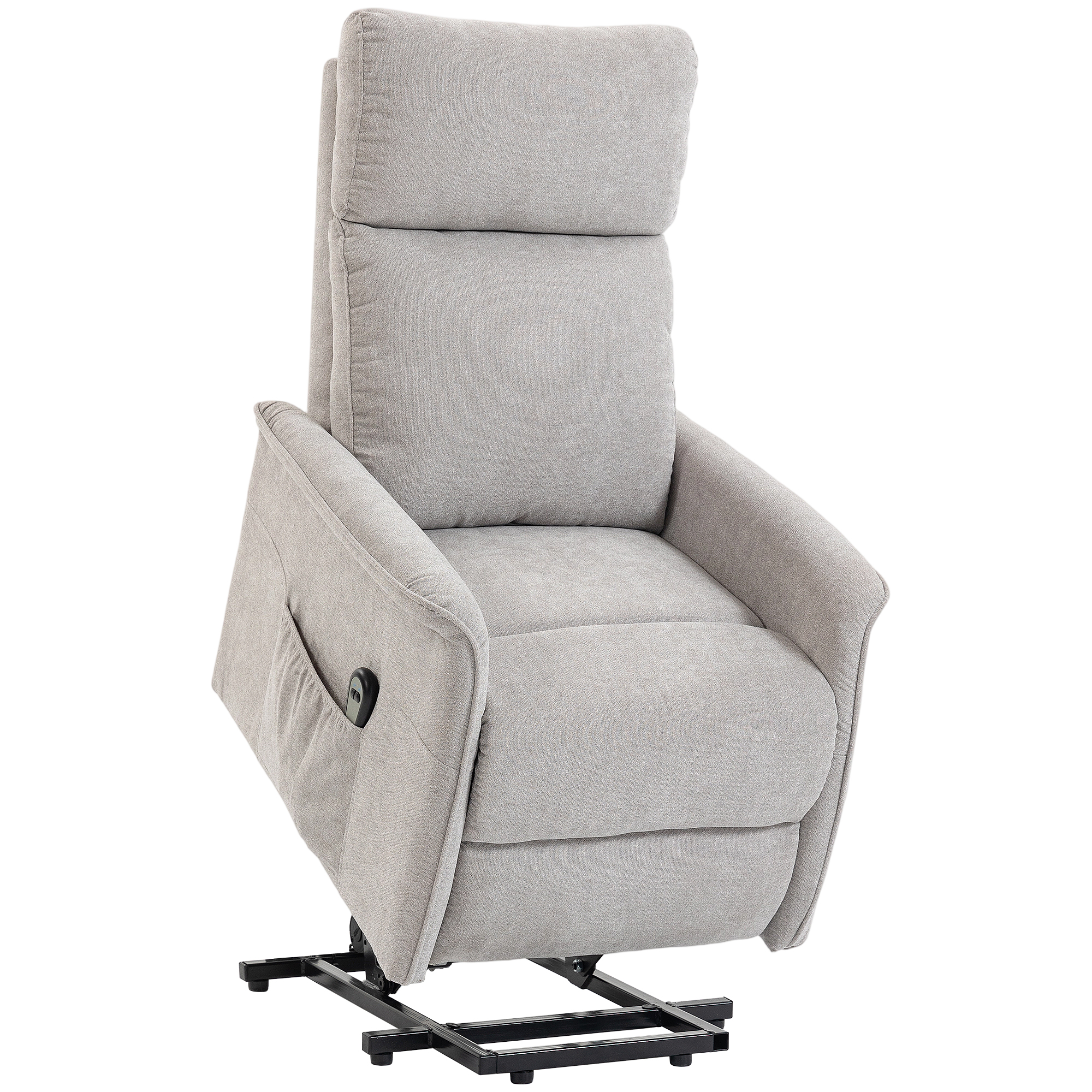 HOMCOM Sillón Elevador Eléctrico, Sillón Relax Eléctrico en Chenilla con Asiento de Muelles, Respaldo Reclinable, Gris