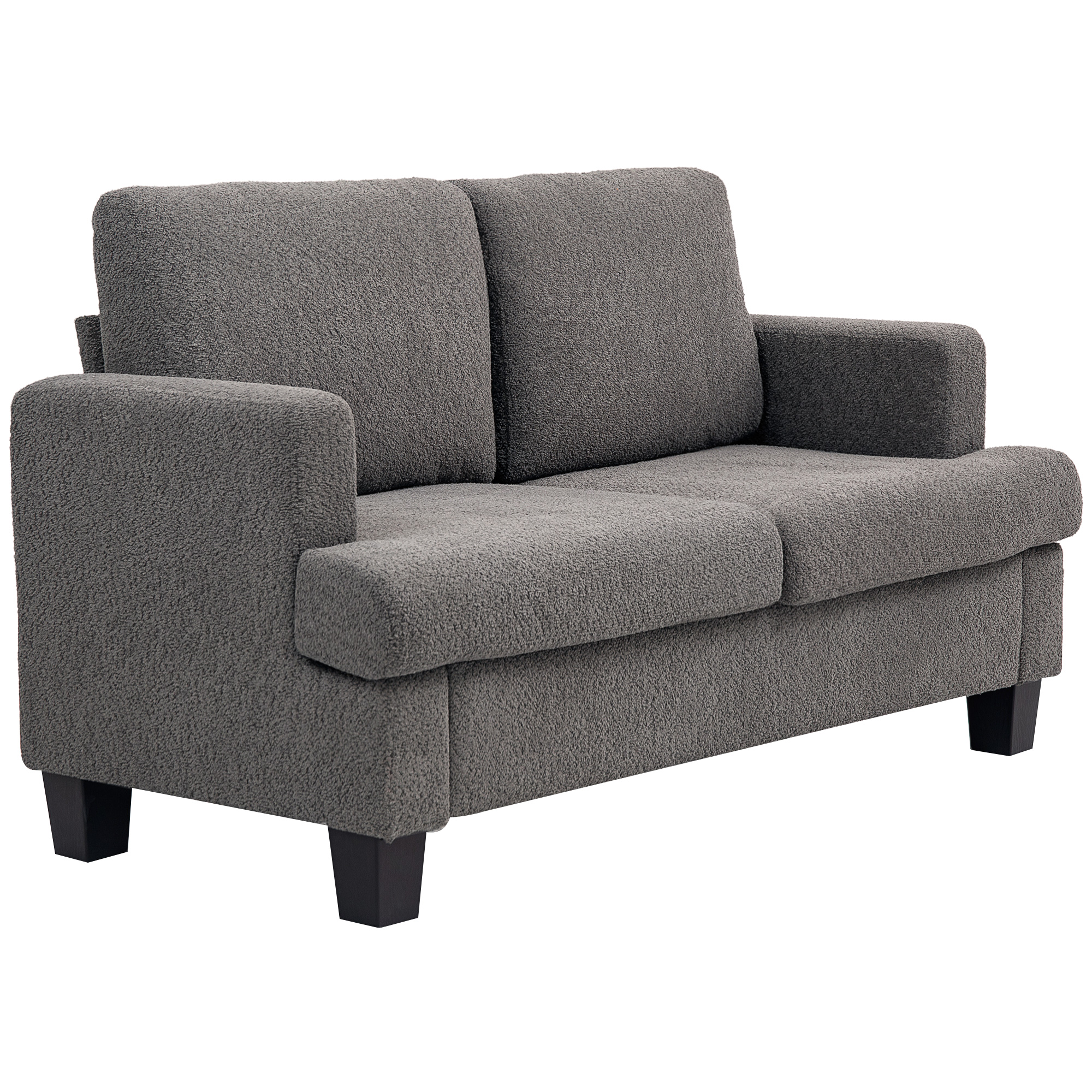 HOMCOM 2-Sitzer-Sofa 140 cm modernes Wohnzimmersofa mit abnehmbaren Rückenkissen und Armlehnen, Mini-Sofa für Schlafzimmer, Wohnung, kleinen Raum, dunkelgrau Aosom