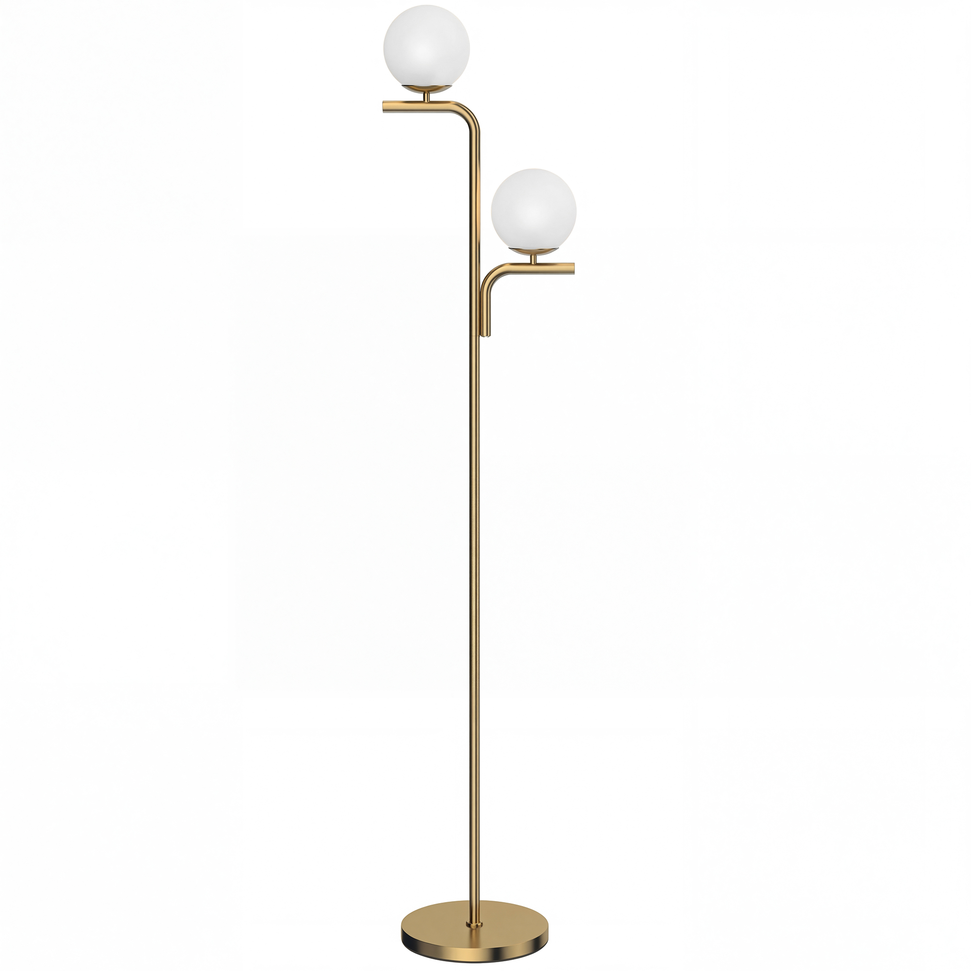 HOMCOM Lampadar pe Picior pentru Living cu Două Capete, Lampă cu 3 Temperaturi de Lumină, Abajur din Sticlă, Auriu | Aosom Romania