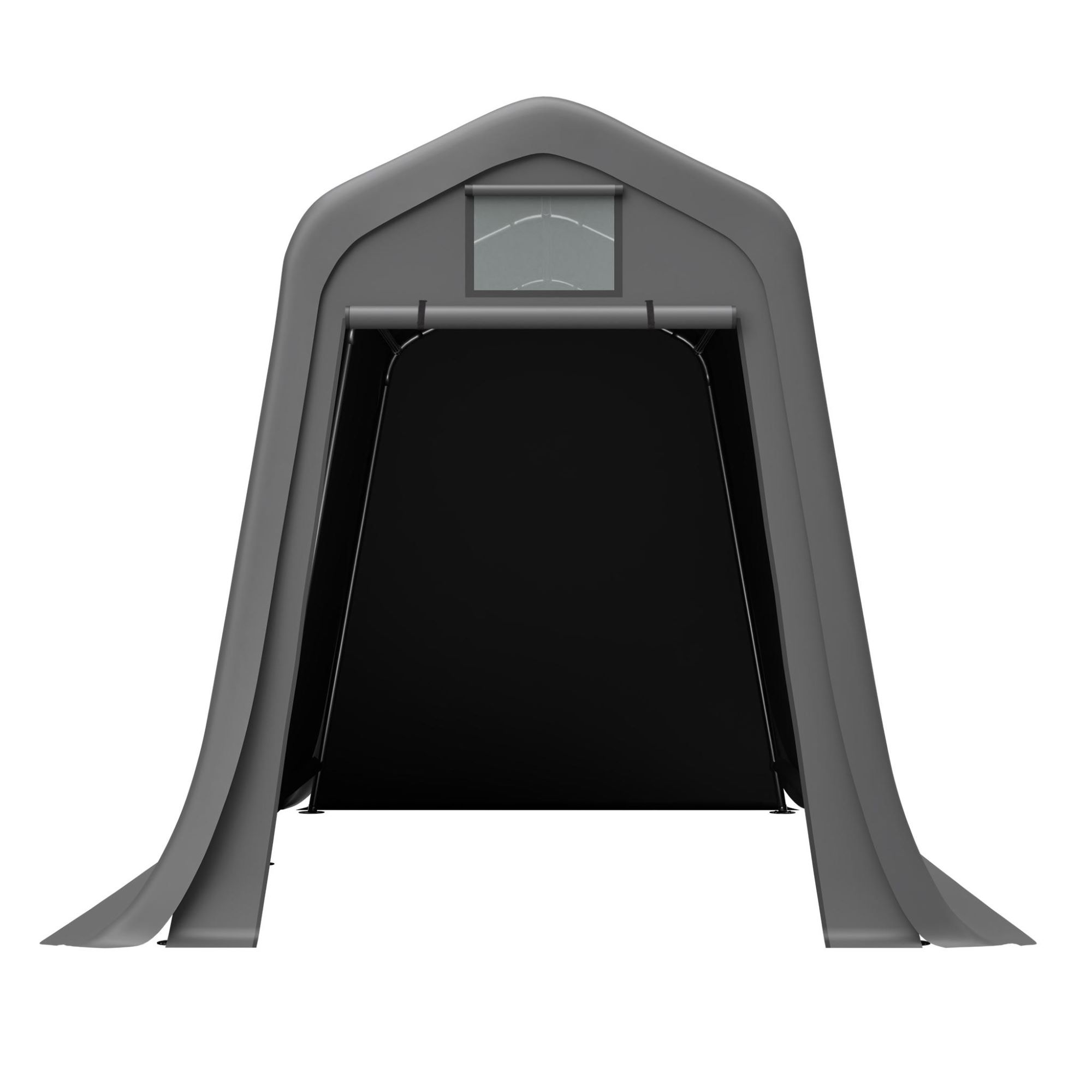 Cobertizo para herramientas con techo a dos aguas, puerta enrollable, 213x366x225 cm, Gris oscuro | Aosom España