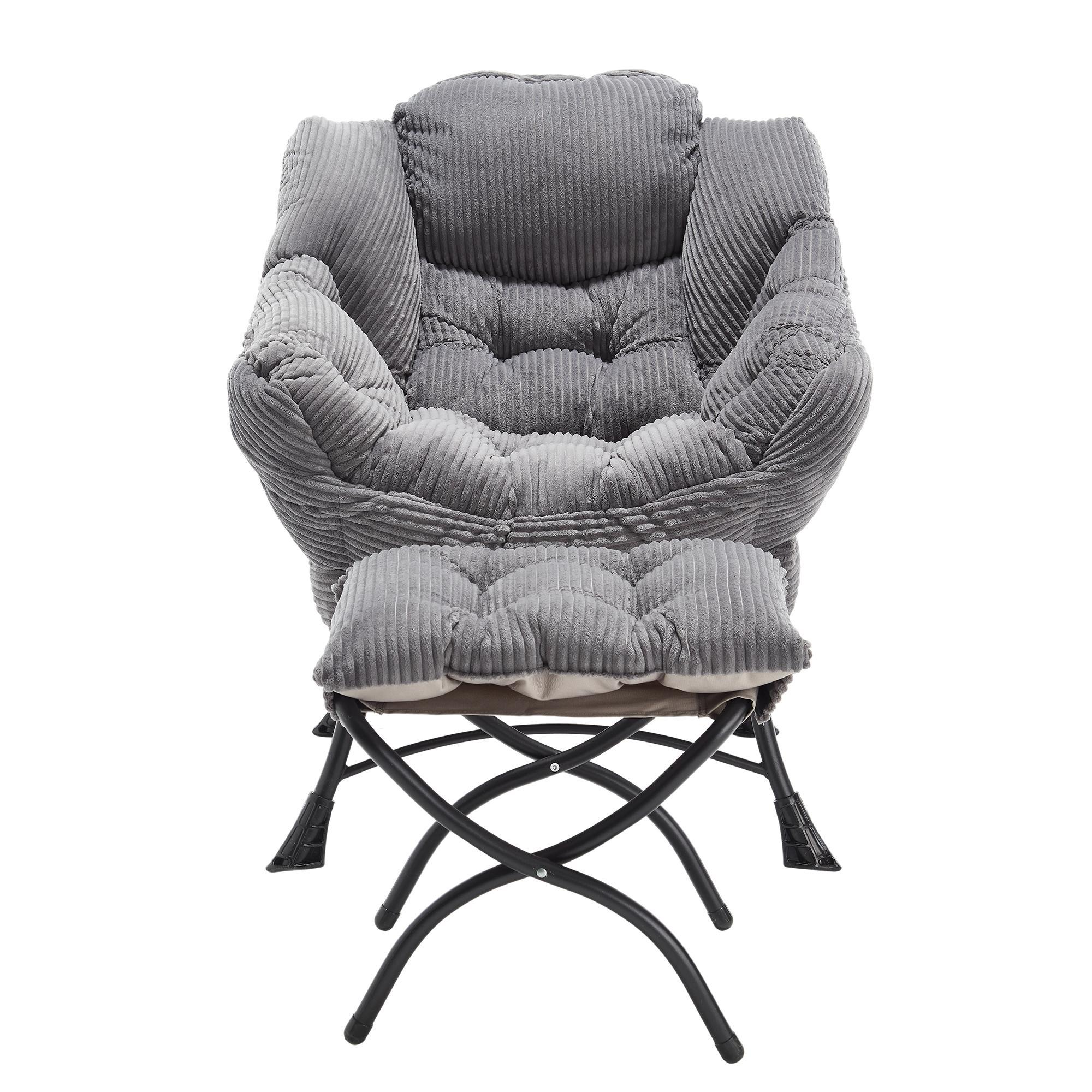 Sillón lounge con reposapiés, reposabrazos y un bolsillo lateral, tapizado de franela, 69,9x64,0x95,0 cm, Gris | Aosom España
