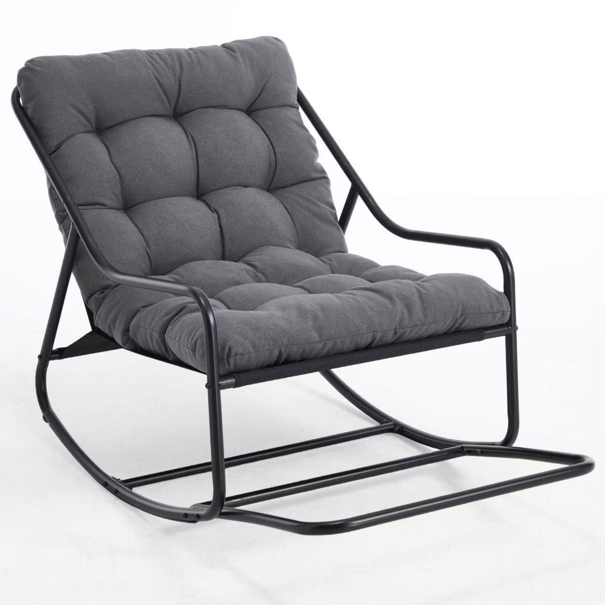 Sillón columpio exterior con cojín de confort, para salón, dormitorio, sala de lectura, 75x116x82 cm, Gris | Aosom España