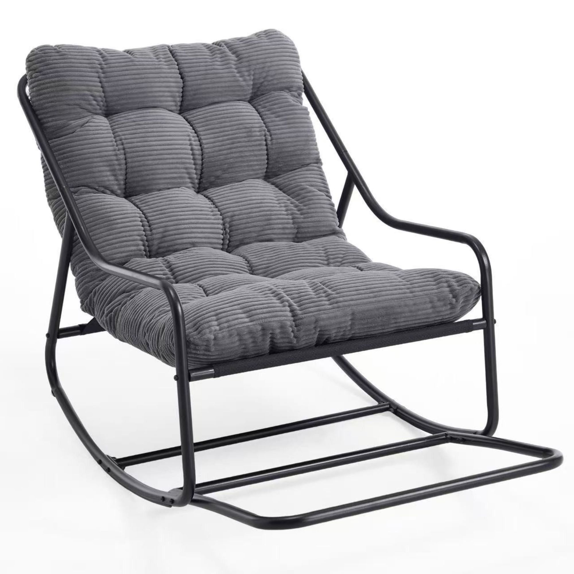 Sillón columpio exterior con cojín de confort, para salón, dormitorio, sala de lectura, 75x116x82 cm, Gris | Aosom España