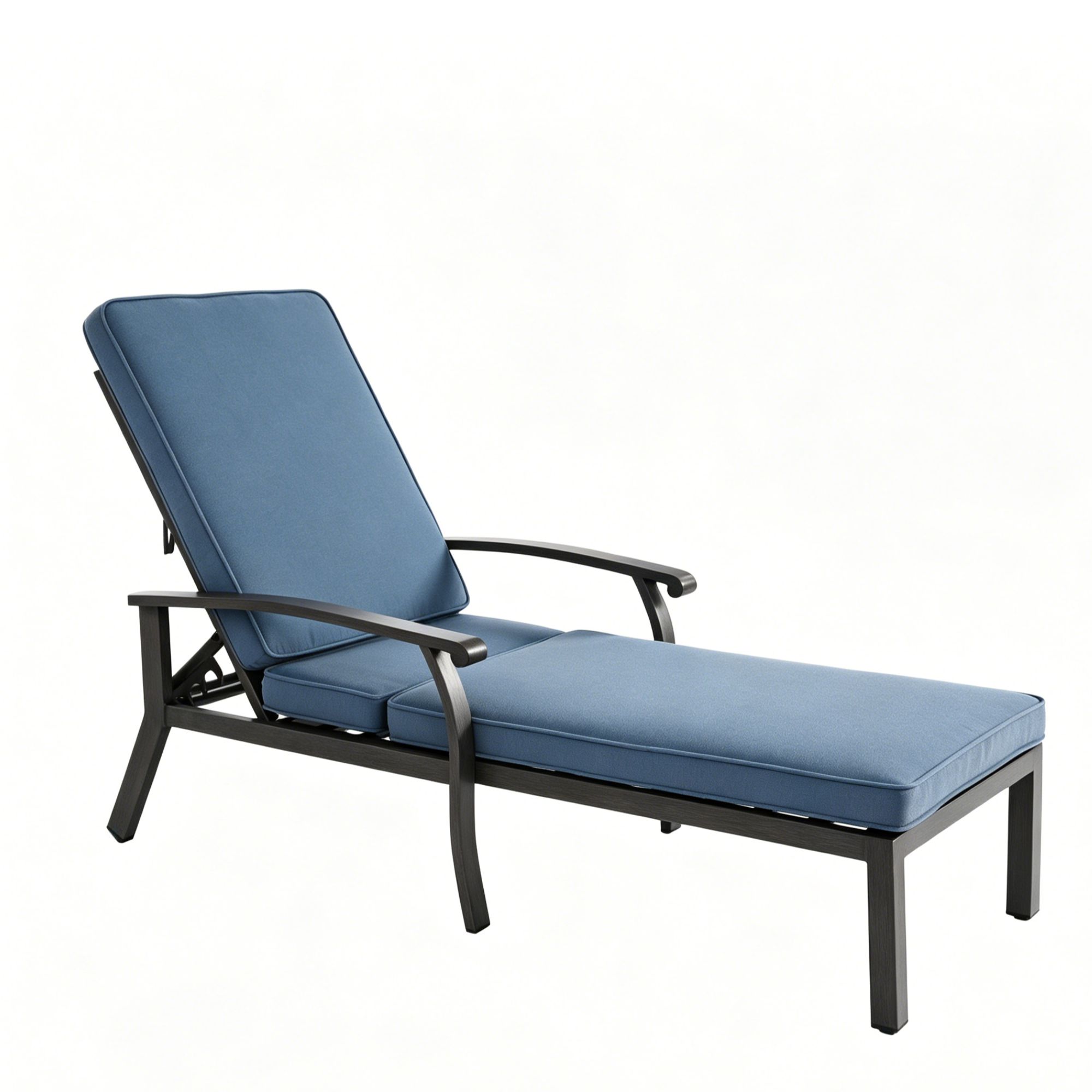 Silla lounge para patio con respaldo ajustable, 204x58x100/30 cm, Azul | Aosom España
