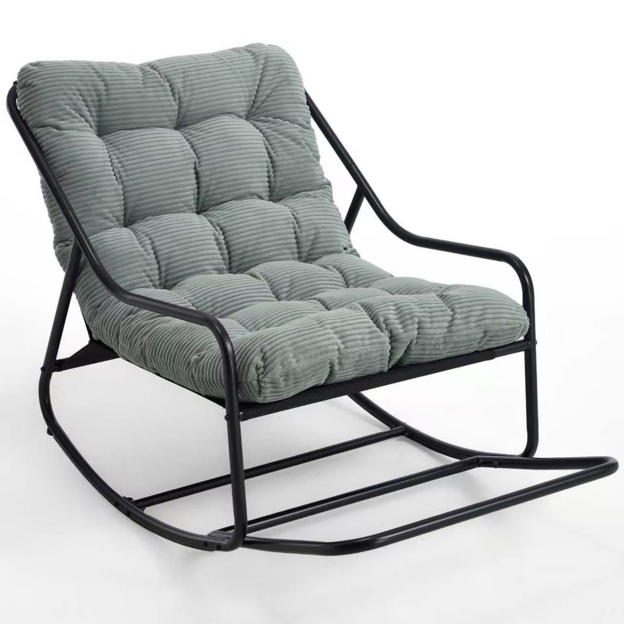 Sillón columpio exterior con cojín de confort, para salón, dormitorio, sala de lectura, 75x116x82 cm, Verde claro | Aosom España
