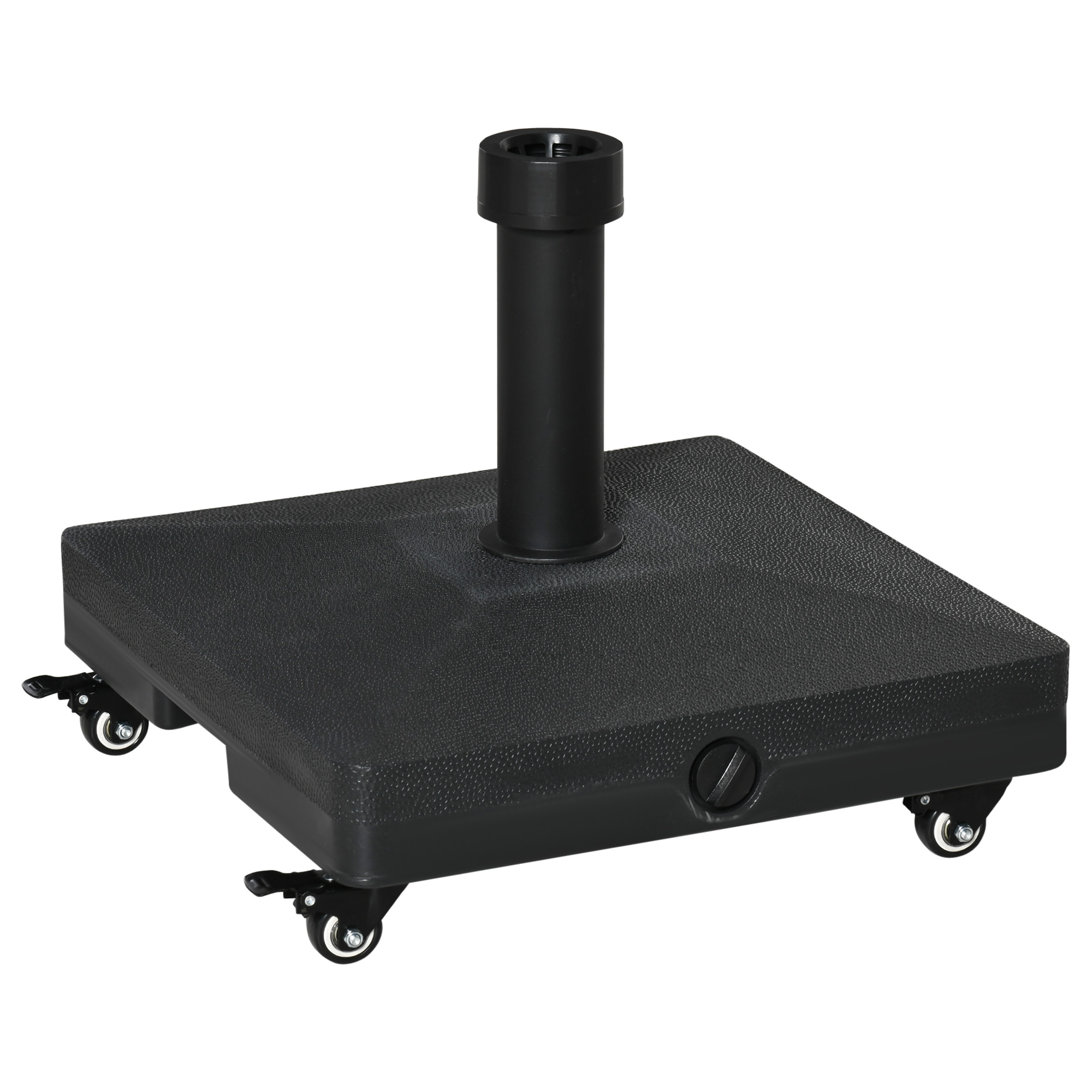 Outsunny Sonnenschirmständer mit Roller, befüllbar bis 20kg, für Schirmstangen 38/48mm, ideal für Garten Terrasse Balkon, Schwarz 45x45cm Aosom.de