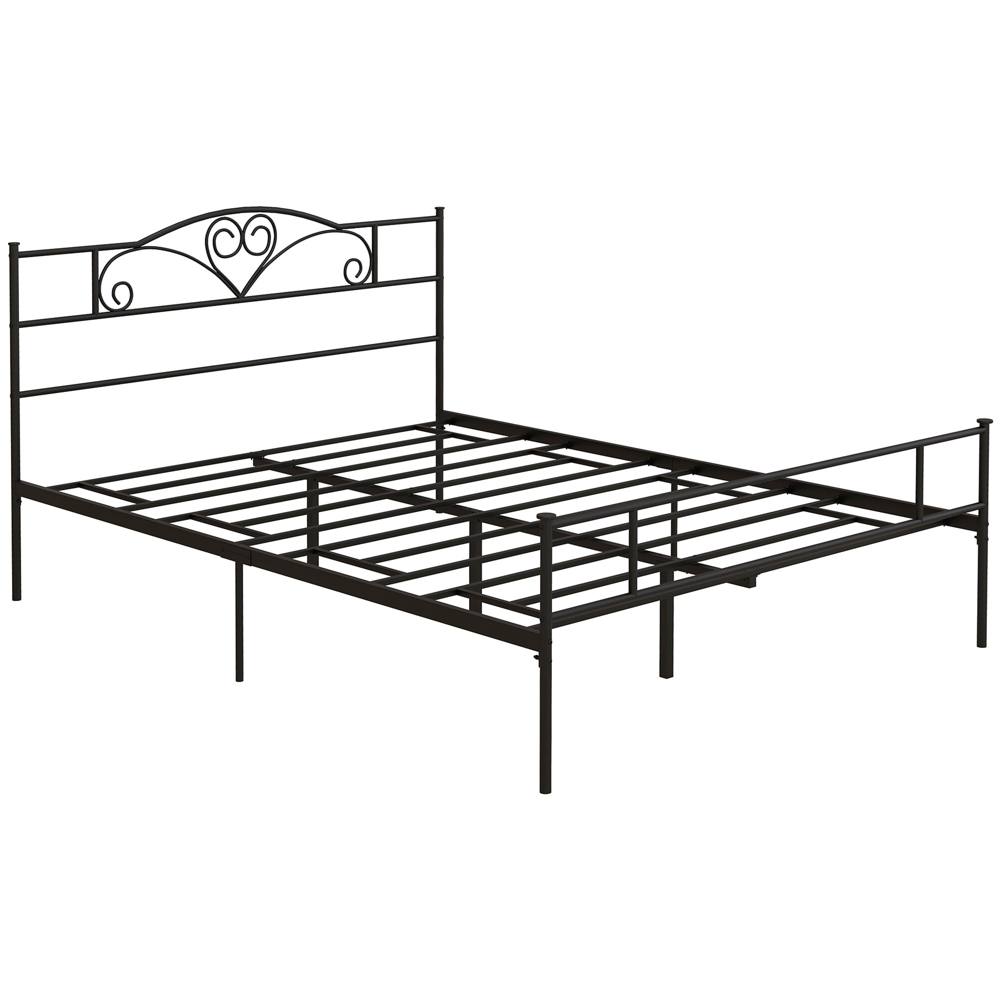 HOMCOM Bett 165 x 207 cm Bettrahmen mit Lattenrost aus Stahl, Unterbettaufbewahrung, Doppelbett, Bettgestell für Schlafzimmer, Gästezimmer, Schwarz Aosom