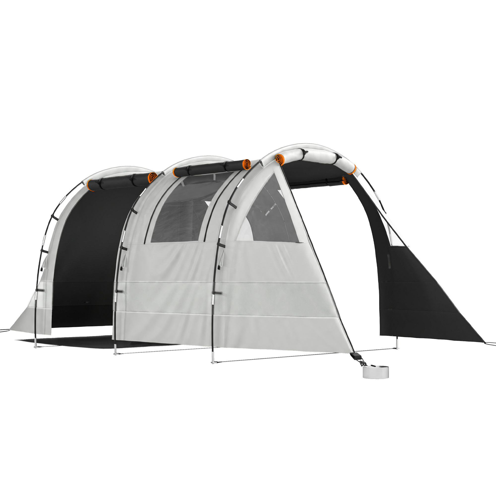 Outsunny Cort de Camping pentru 4-5 Persoane cu Capac Blackout, Cort Tunel Impermeabil cu Geantă de Transport, 460x230x180 cm, Kaki | Aosom Romania