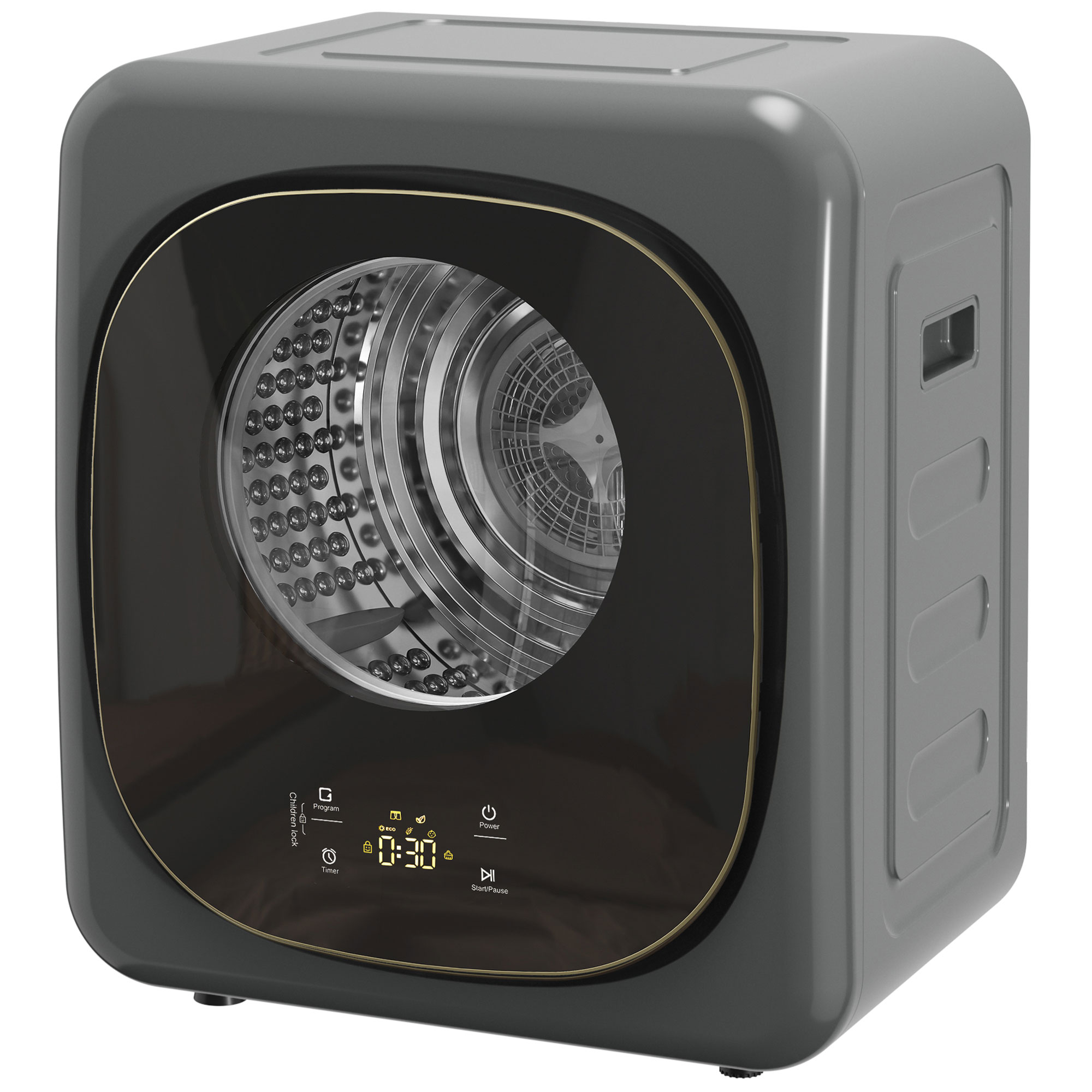 HOMCOM Sèche-linge 4 kg, design compact, 5 modes, minuterie, Gris+Noir