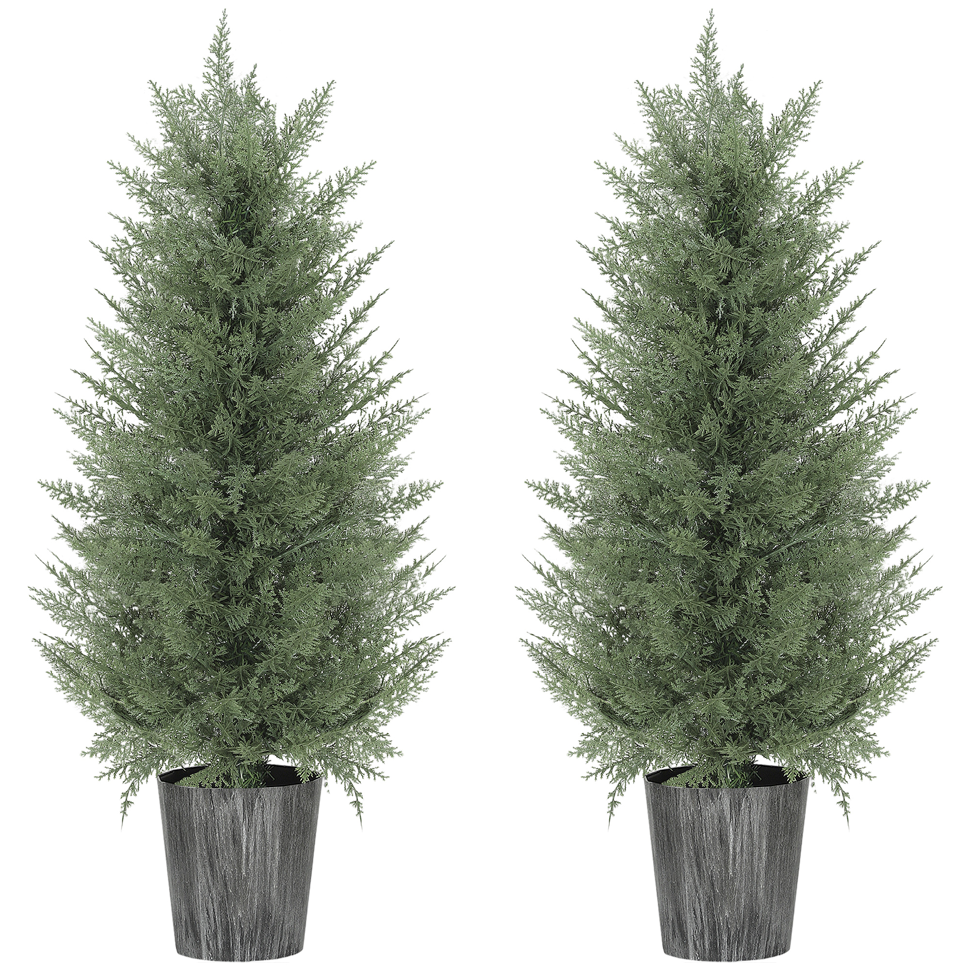 Homcom Green 90Cm Artificial Cypress Trees Set Of 2, Uv Resistant Artificial Plants With Decorative Pot, Fake Plants For Indoor Outdoor Decor,