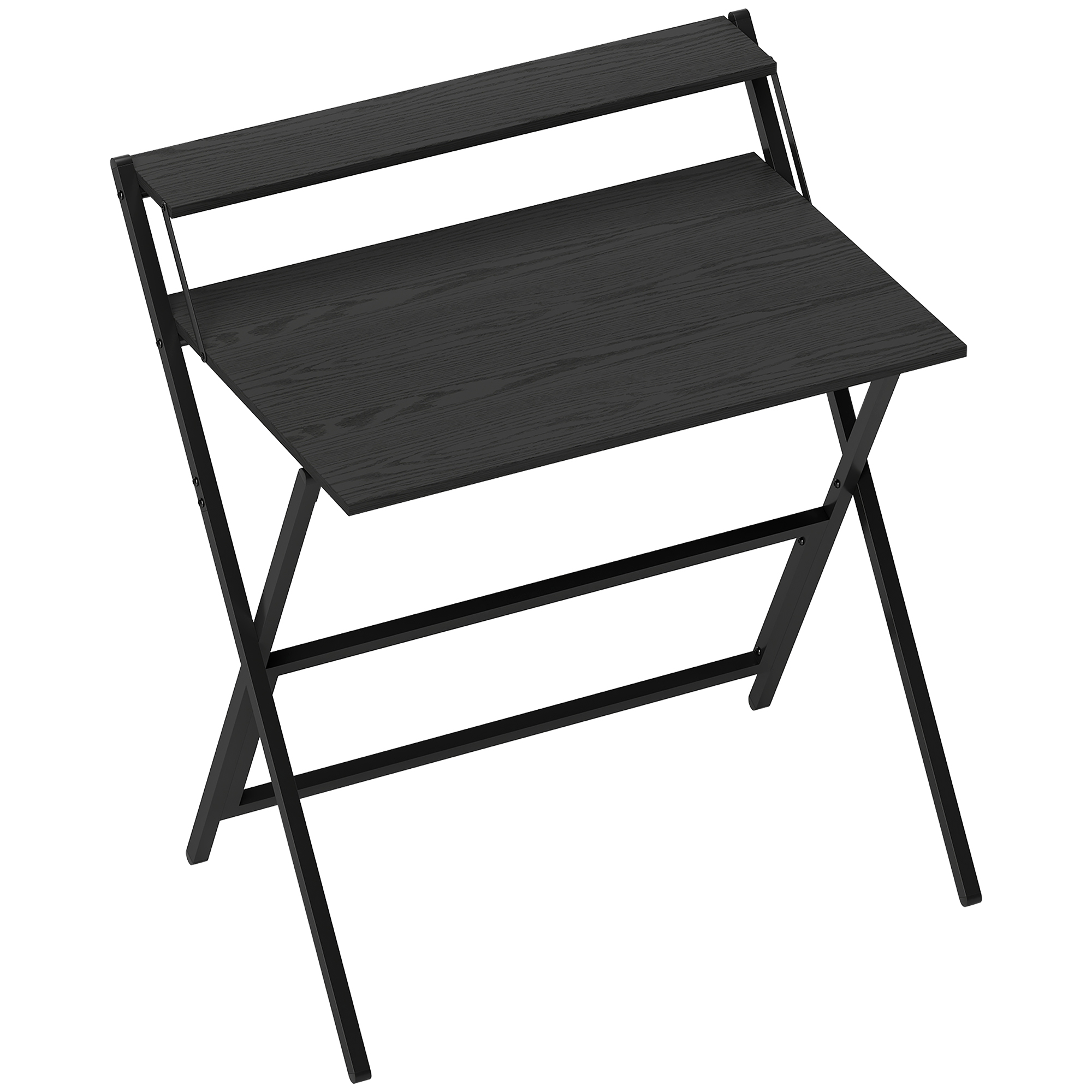 Homcom Black 81.5 Cm Folding Computer Desk With Monitor Shelf