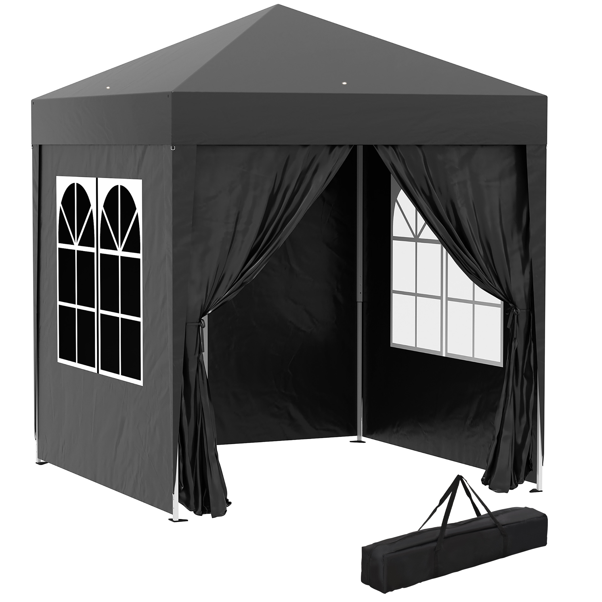 Outsunny paviljoen, weerbestendig, 2x2m met 4 zijwanden en ramen, eenvoudig op te zetten, inclusief draagtas, staal | Aosom.nl