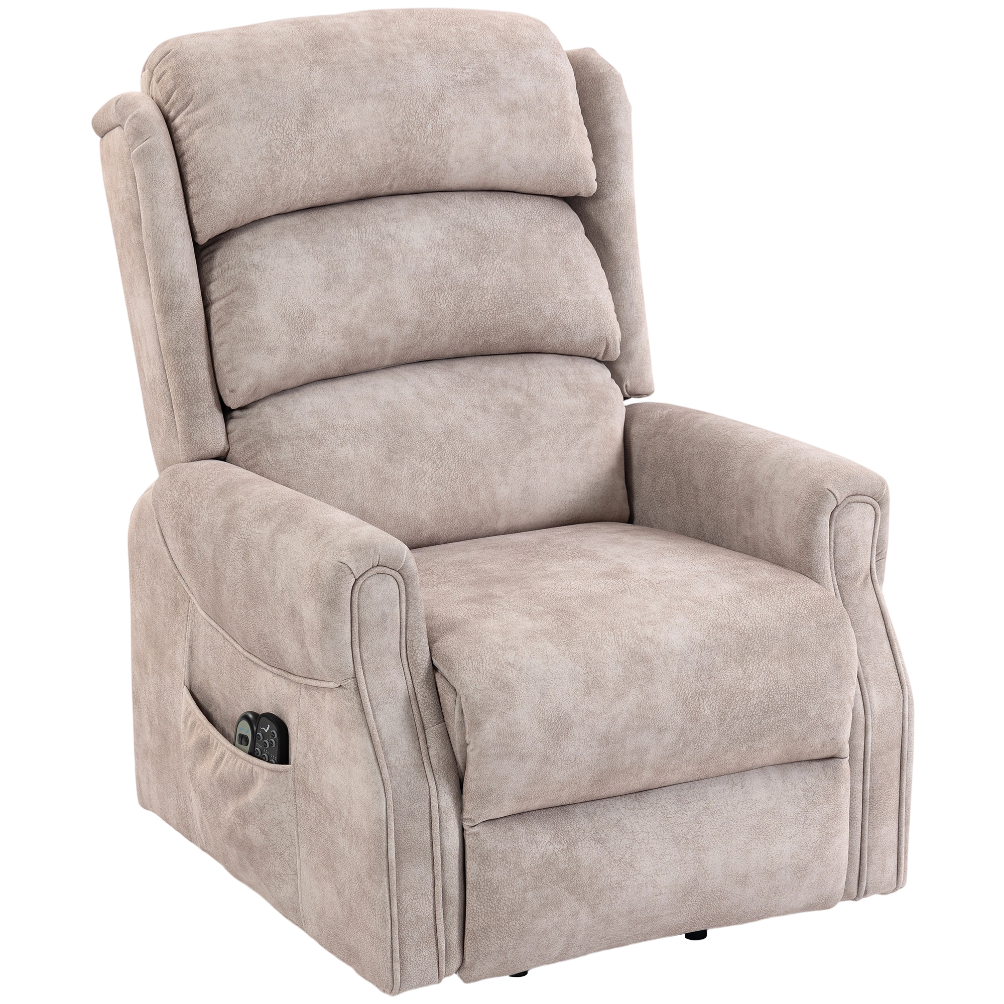 HOMCOM Fauteuil releveur électrique massage par vibrations et chaleur, fauteuil relax électrique en velours, 80x160x82cm, beige