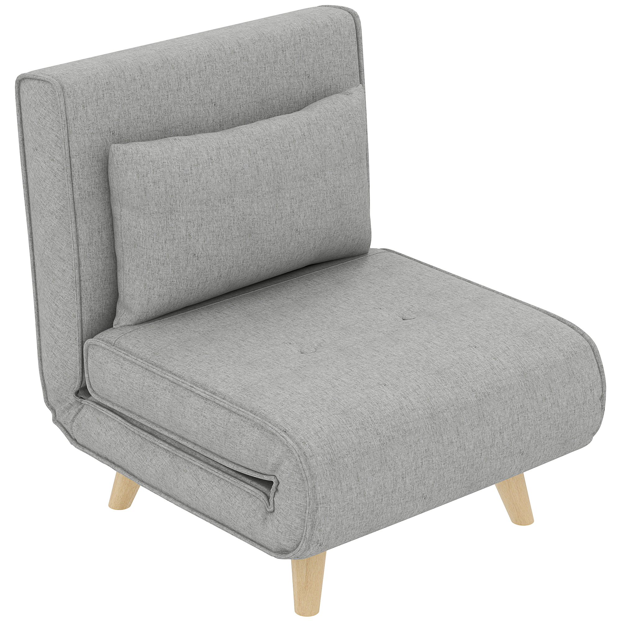 HOMCOM Slaapfauteuil 6-traps Verstelbaar Linnenlook Bekleding Stalen Frame Max 150 kg 72x78x79 cm Lichtgrijs | Aosom.nl