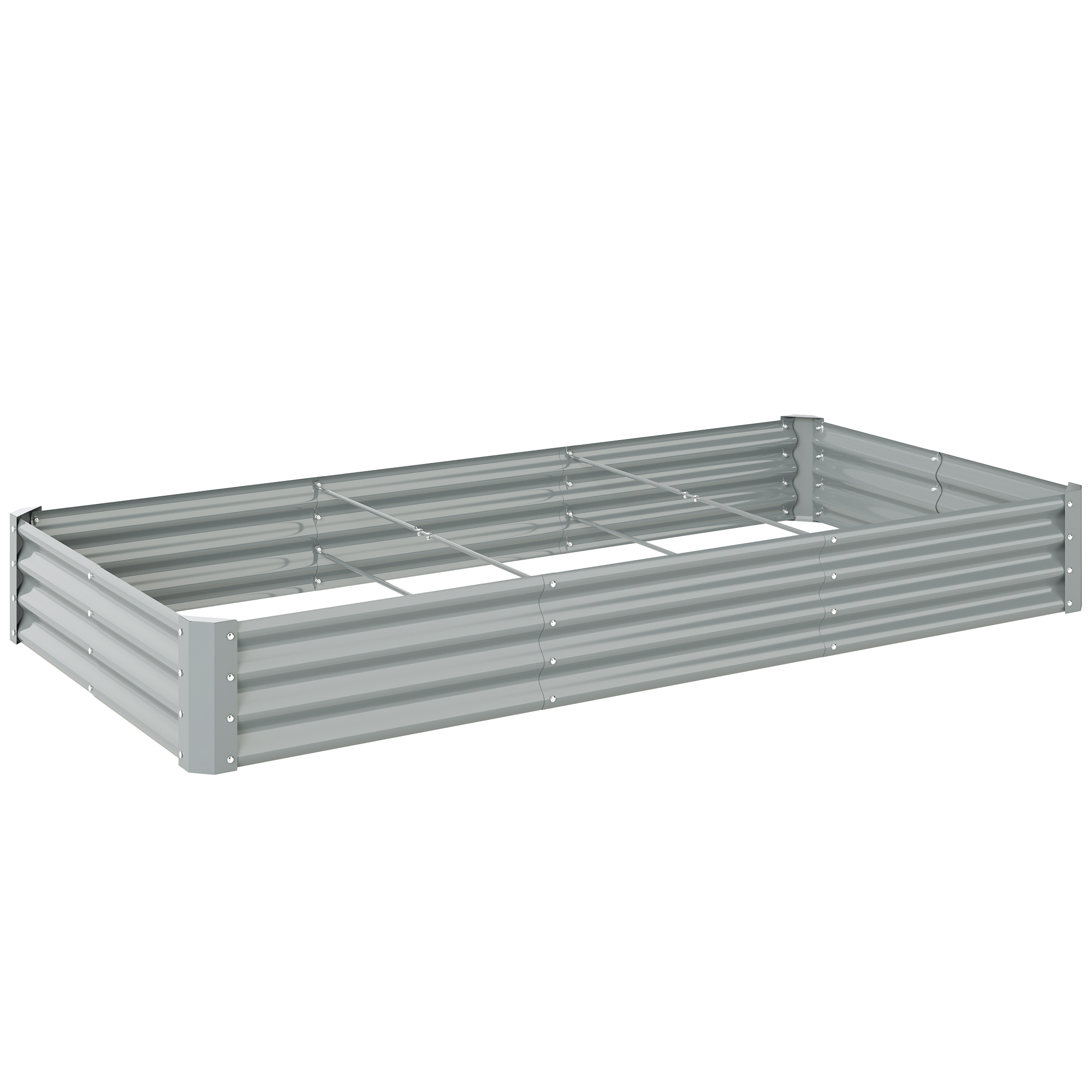 Outsunny Pat de Grădină Înălțat din Oțel Galvanizat, 240 x 120 x 30 cm, Jardinieră Înălțată pentru Exterior cu Fund Deschis pentru Legume, Flori, Plante Aromatice, Argintiu | Aosom Romania
