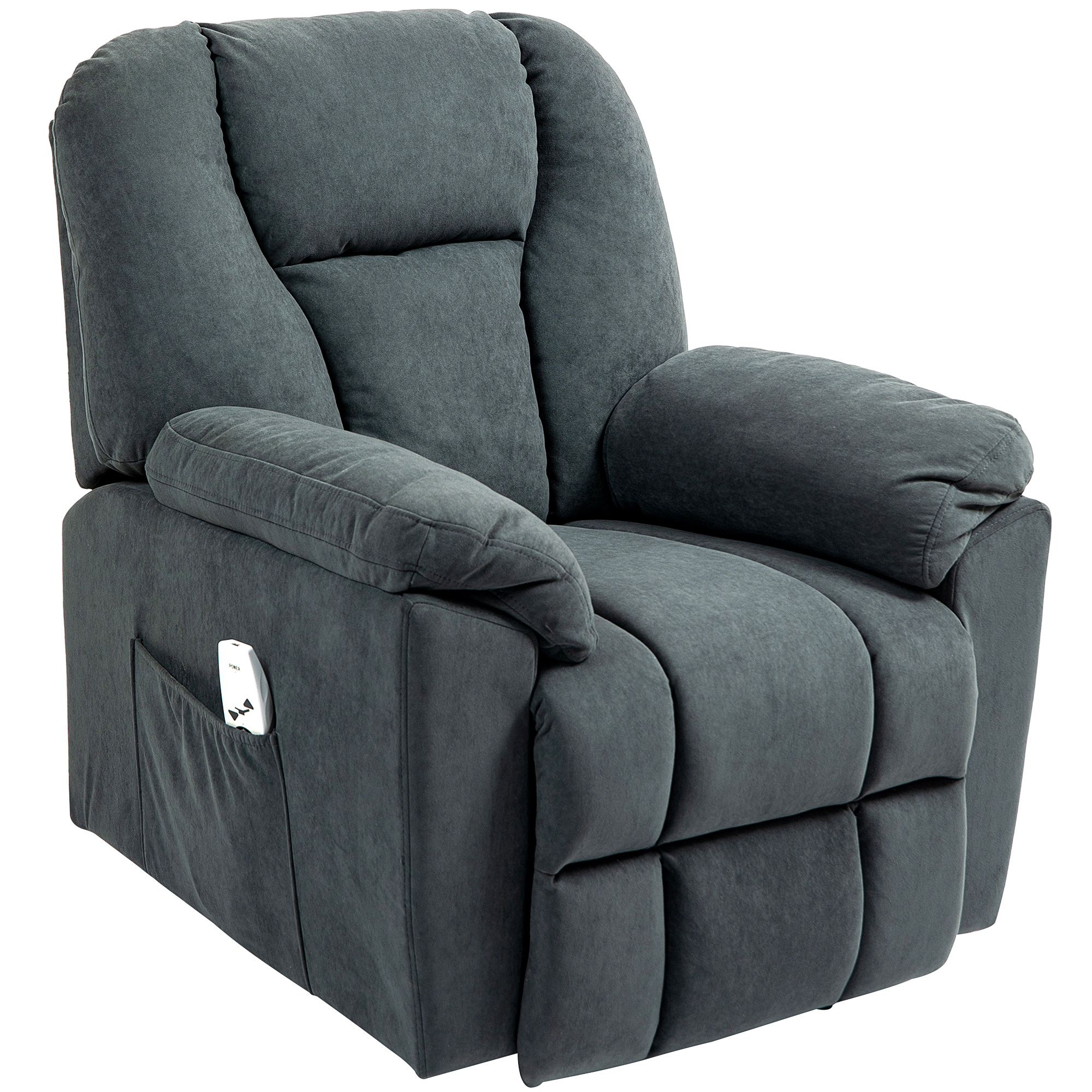 HOMCOM Elektrische relaxfauteuil met massage- en verwarmingsfunctie, gestoffeerde fauteuil met USB-aansluiting, zijvak, grijs