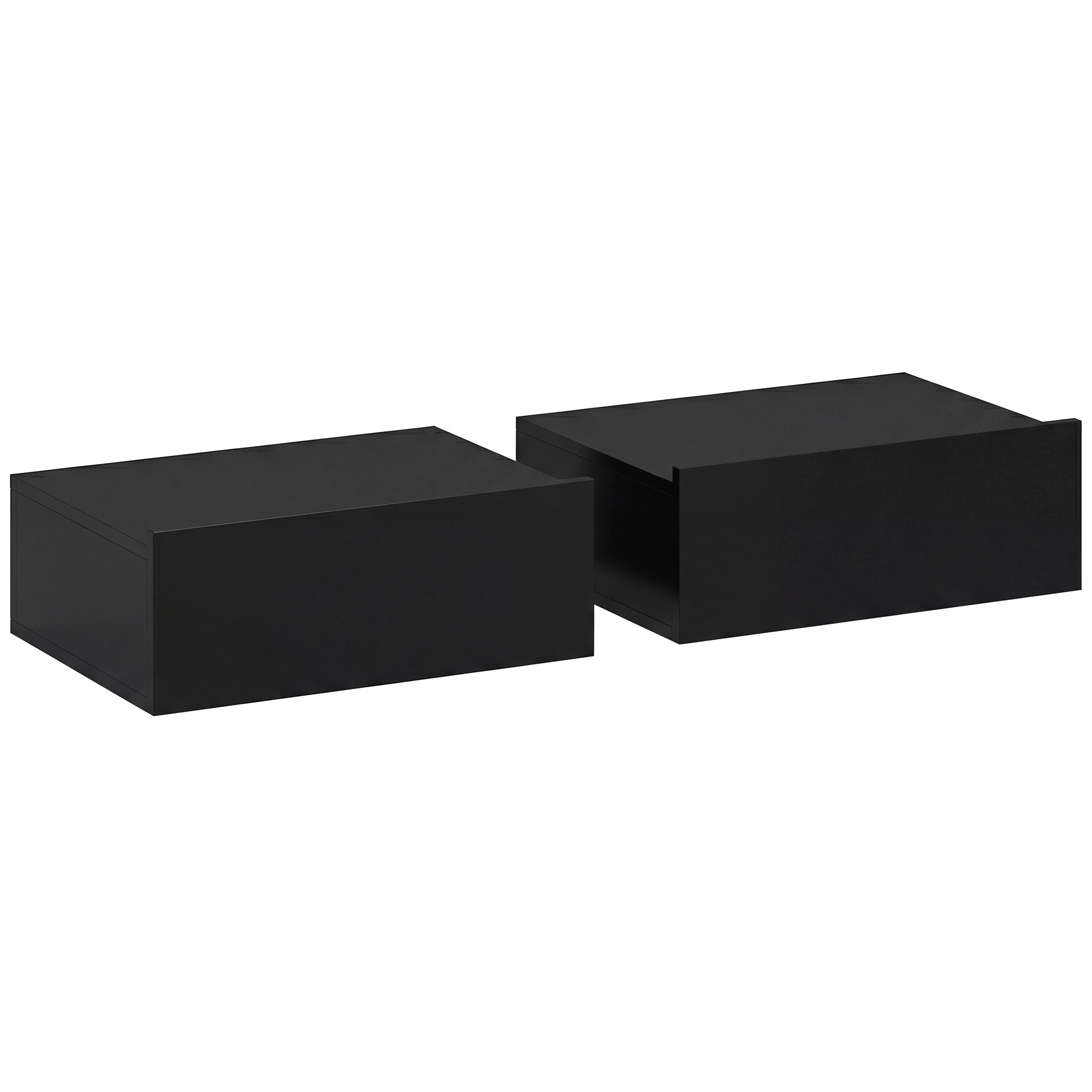 HOMCOM Floating Bedside Table Set of 2, Wall-Mounted Nightstand with Storage Drawer, Small Side End Table for Bedroom, Black