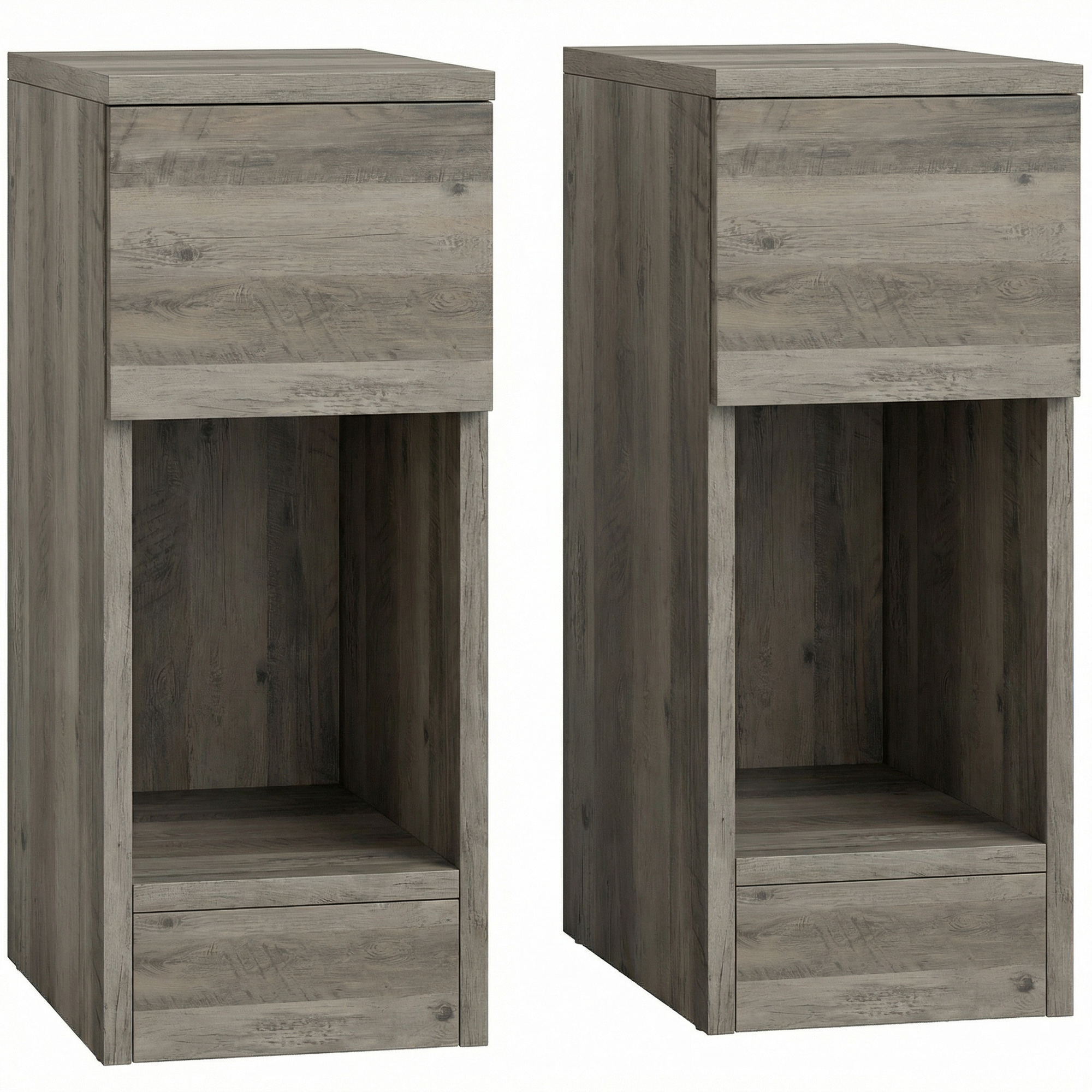 Homcom Grey Set Of Two Modern Storage Bedside Tables