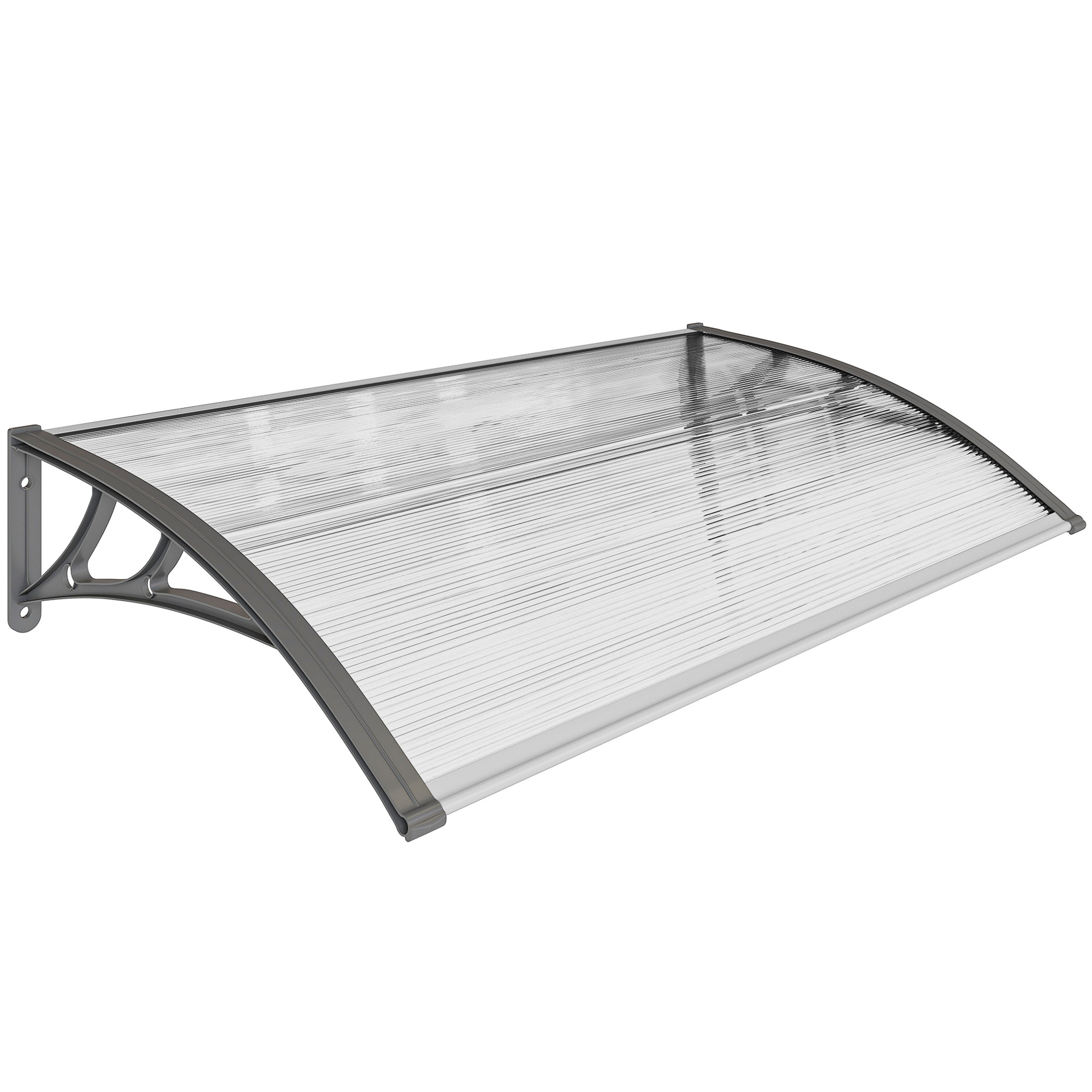 Outsunny Deuroverkapping, Bescherming tegen Regen, Wind en Hagel, Polycarbonaat, Aluminium, 110 x 60 x 18 cm, Grijs