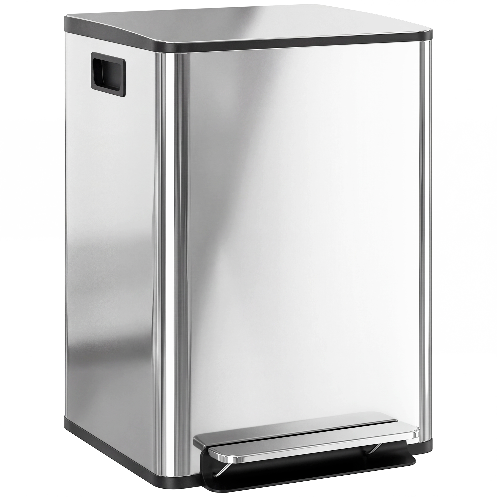 HOMCOM Prullenbak met 2x30L Compartimenten, Softclose Deksel, Vingerafdrukvrij, Roestvrij Staal, Zilver
