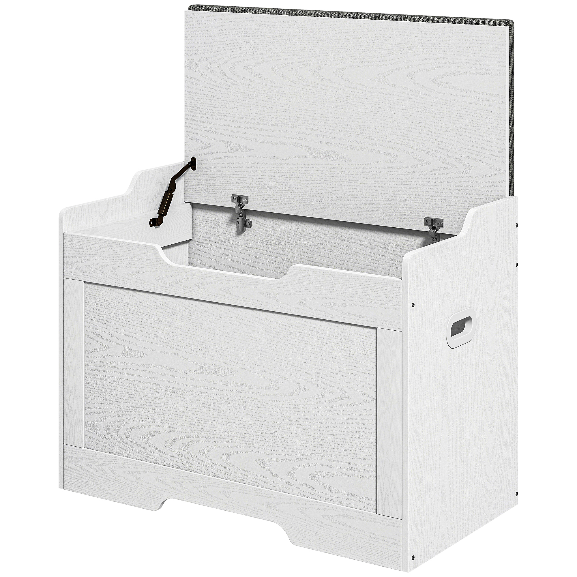 HOMCOM 103 liter opbergbank, opberg-zitbank met veiligheidsscharnier, zitkussen, voor diverse kamers, wit afbeelding