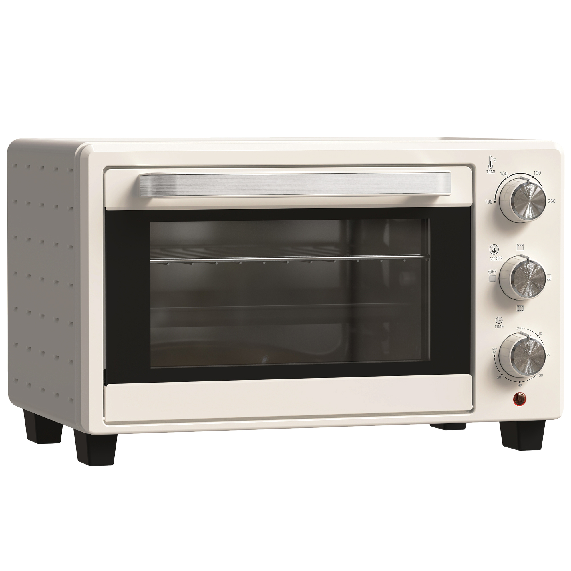 HOMCOM Minioven, 3 Kookmodi, tot 230° C, 1400W, met Accessoires, 46x38,5x29cm, Crème
