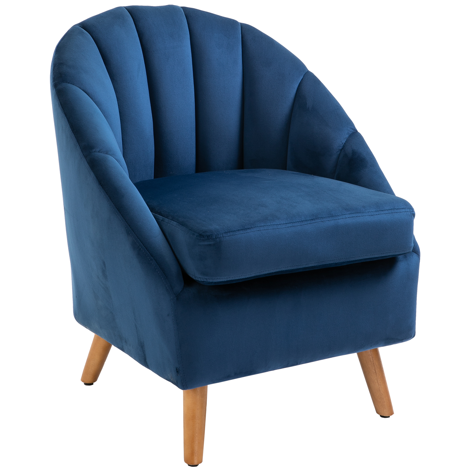 HOMCOM Gepolsterter Samtsessel, Schlafzimmer-Sessel mit dicker Polsterung, Gummibaumholzbeine, für Wohnzimmer und Esszimmer, 67x65x77cm, Blau Aosom