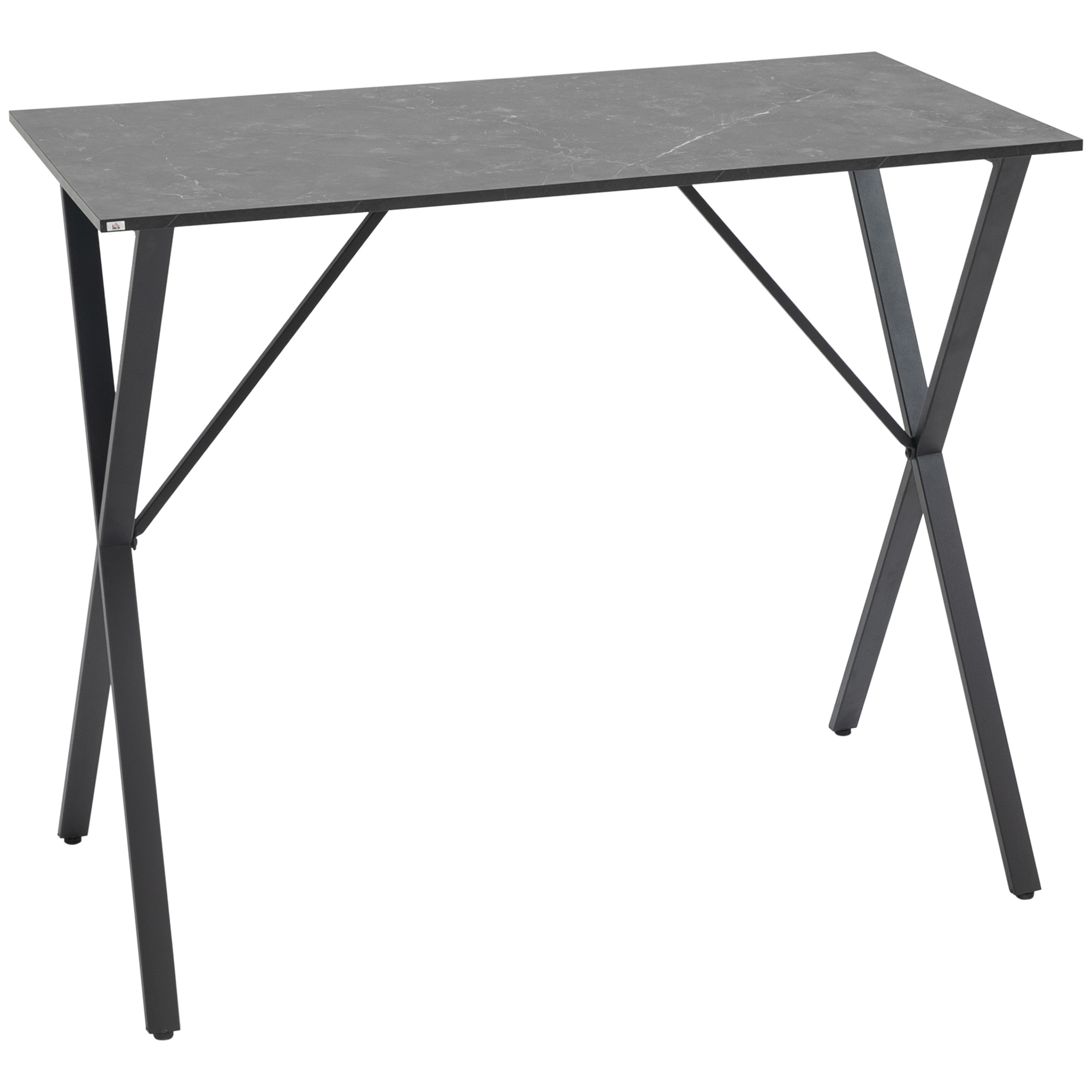 HOMCOM Masă de Bar Rectangulară pentru 4 Blat Efect de Marmură Design Modern 120x60x102 cm Negru | Aosom Romania