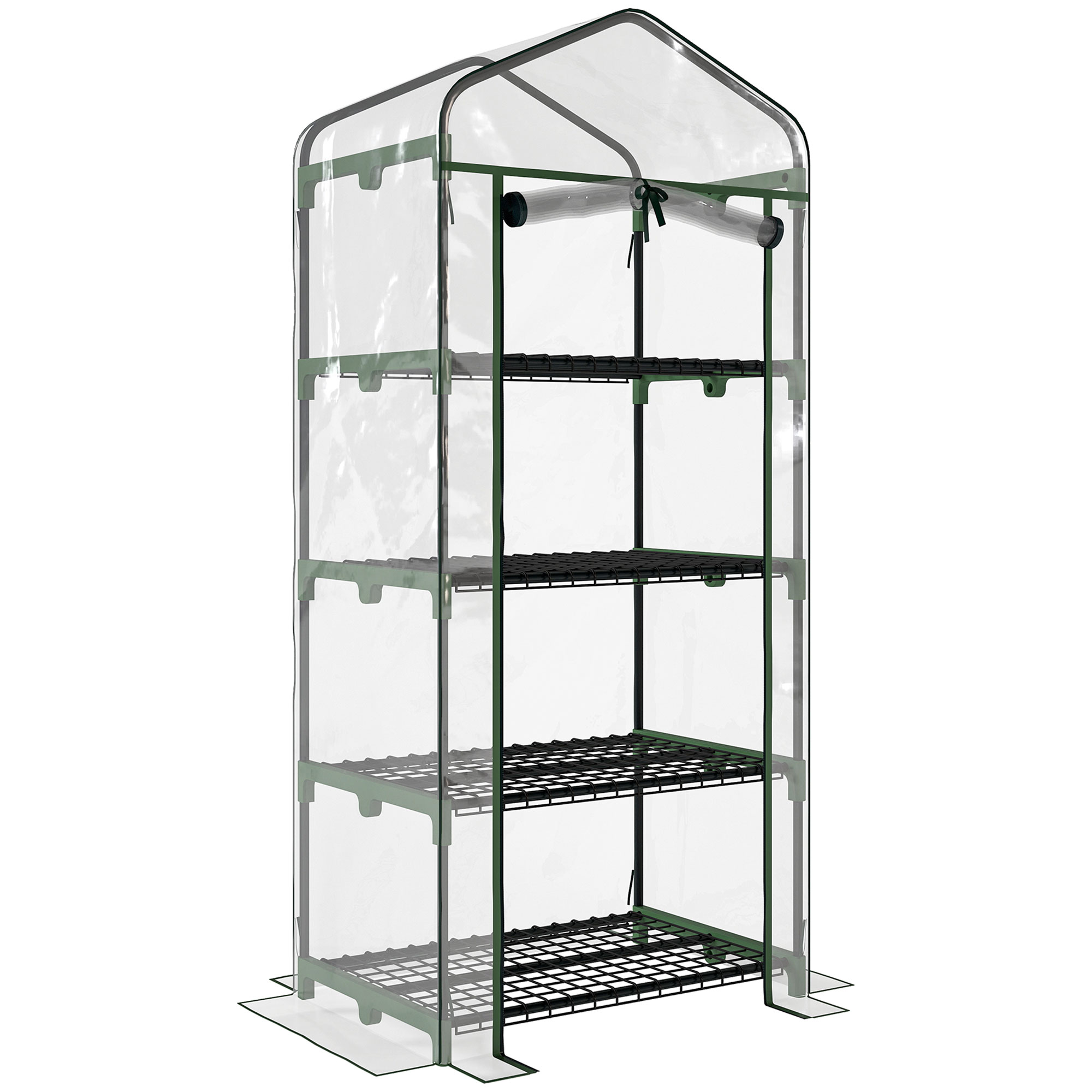 Outsunny Sera pentru Balcon Compacta cu 4 Rafturi pentru Plante, Sera pentru Gradina cu Acoperis din PVC Transparent, 70x50x160cm | Aosom Romania
