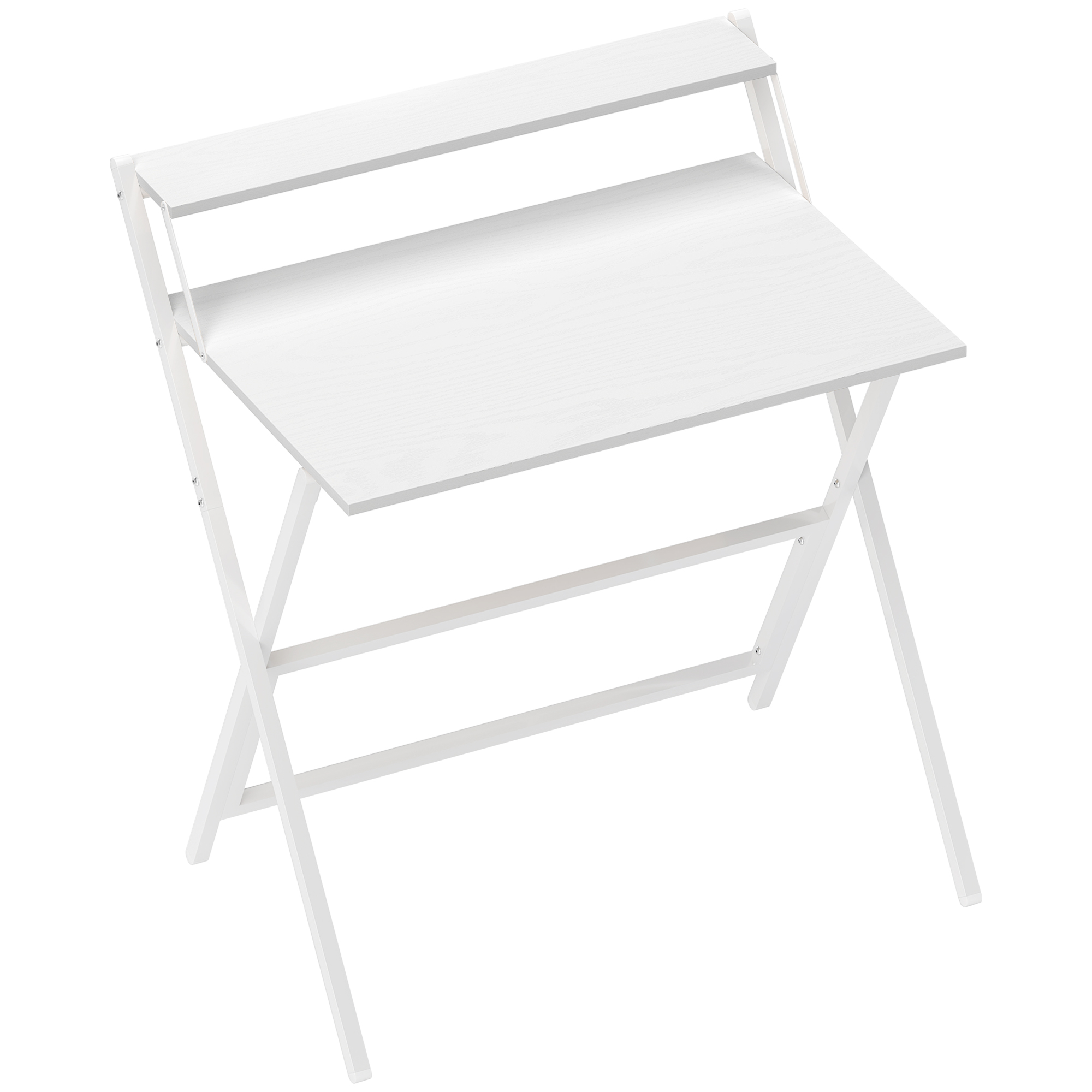 Homcom White 81.5 Cm Folding Computer Desk With Monitor Shelf