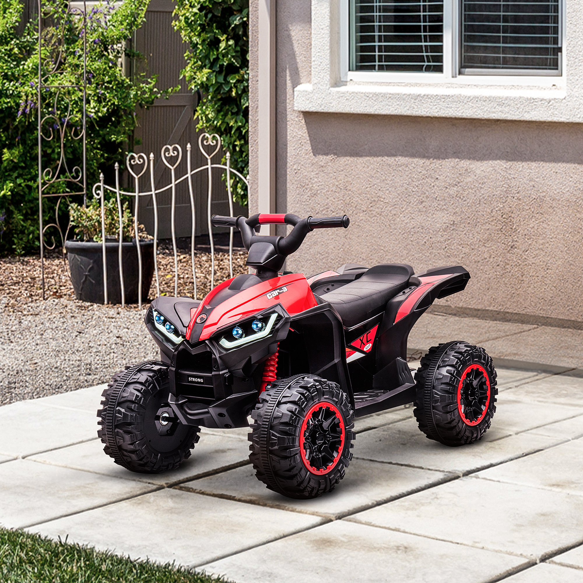Quad Eléctrico Infantil HOMCOM Con Luces LED Y Música, Coche Para Niños De 3 A 6 Años, Velocidad 2-4 Km/h, Batería 12V, Ideal Para Todoterreno