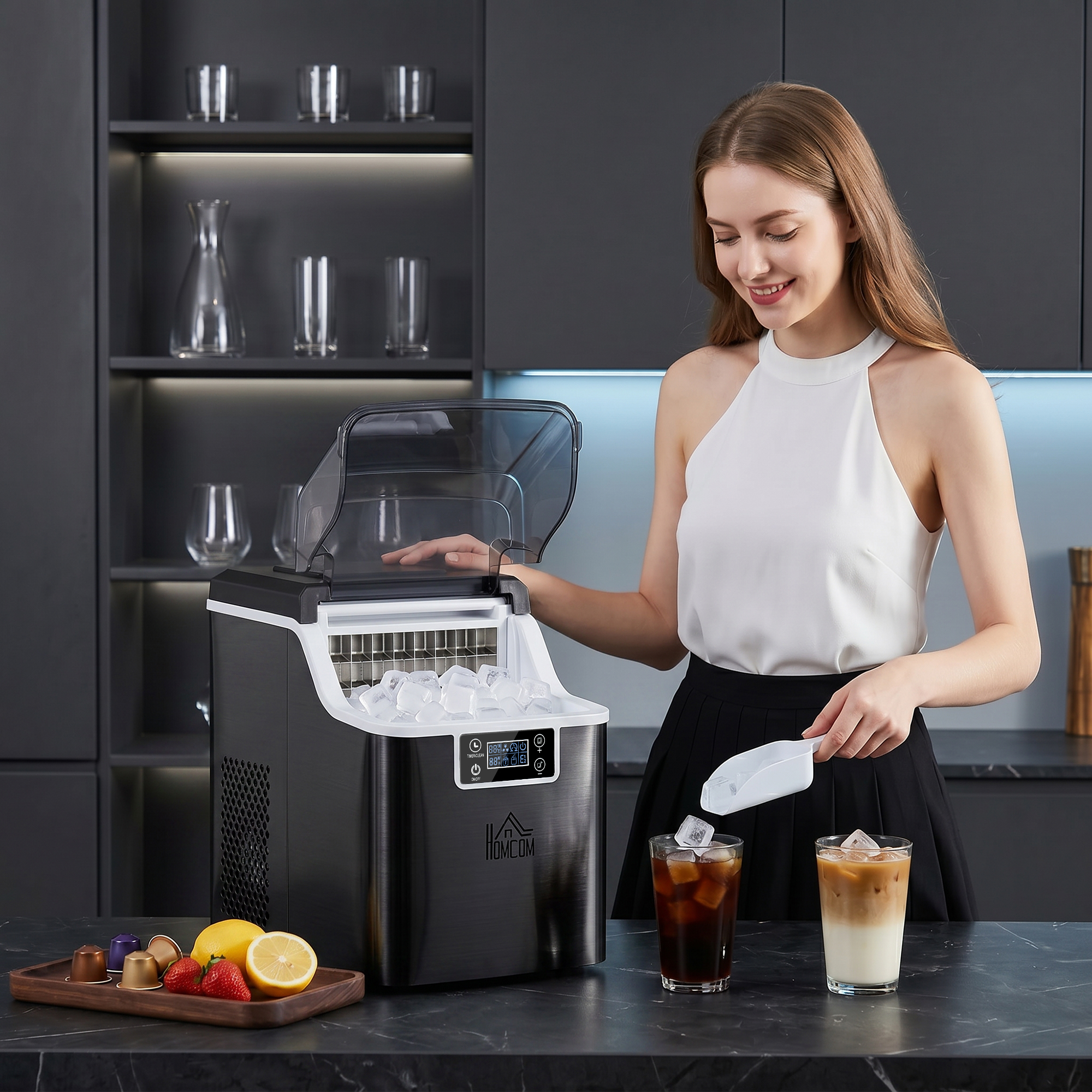 ZMH Eiswürfelmaschine Kleiner Eiswürfelbereiter Leise 2