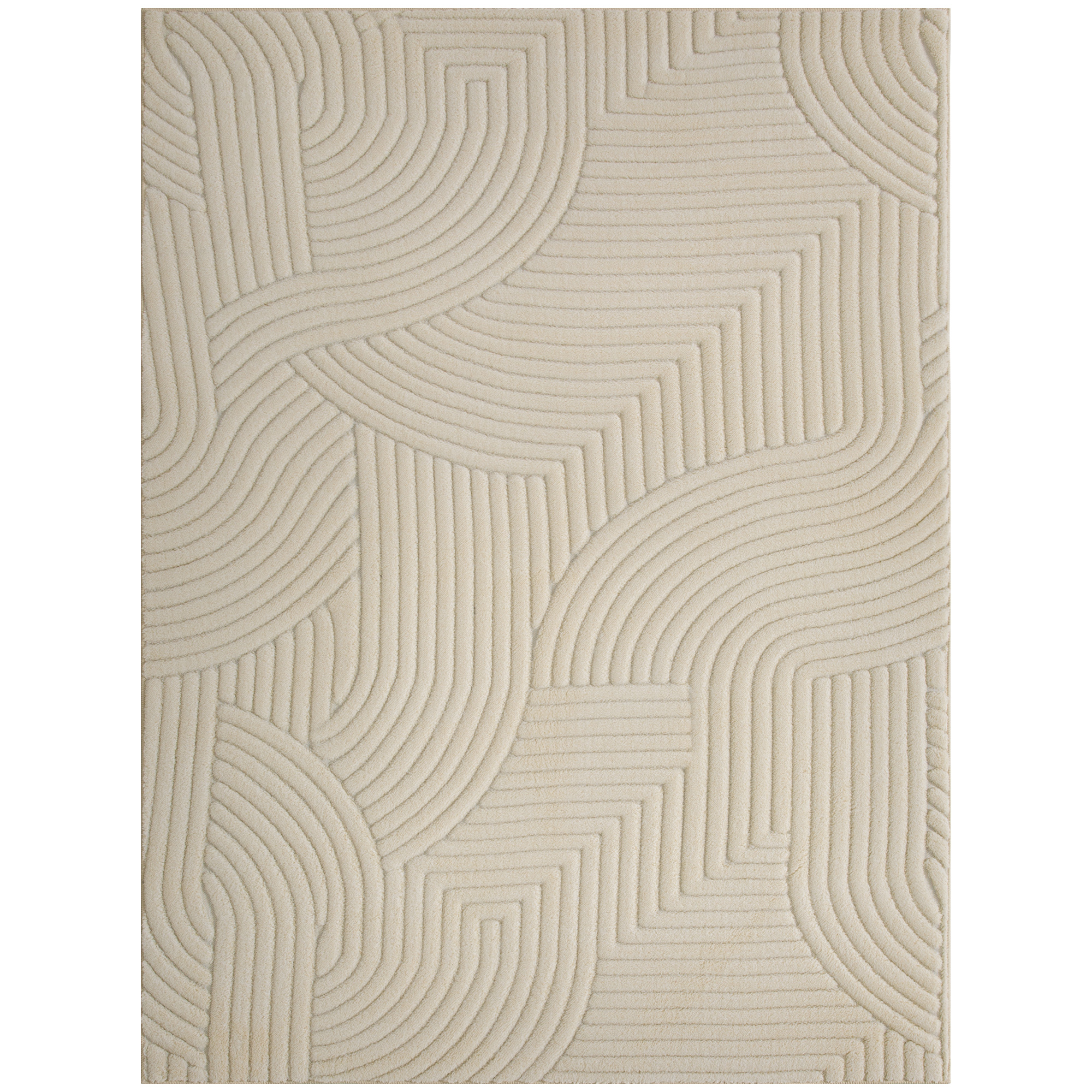 HOMCOM Modern Geometric Rug, Thick & Plush, Non-Slip, 160 x 120 cm – Cream, Living Room/Bedroom/Office