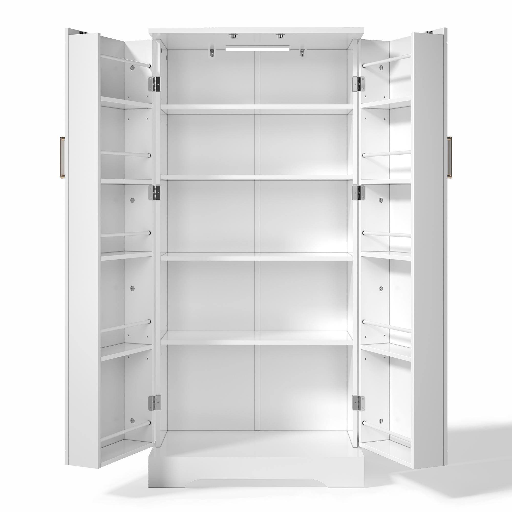 Armario de cocina multifuncional, puerta doble con espacio de almacenaje, 60x35x128 cm, Blanco | Aosom España