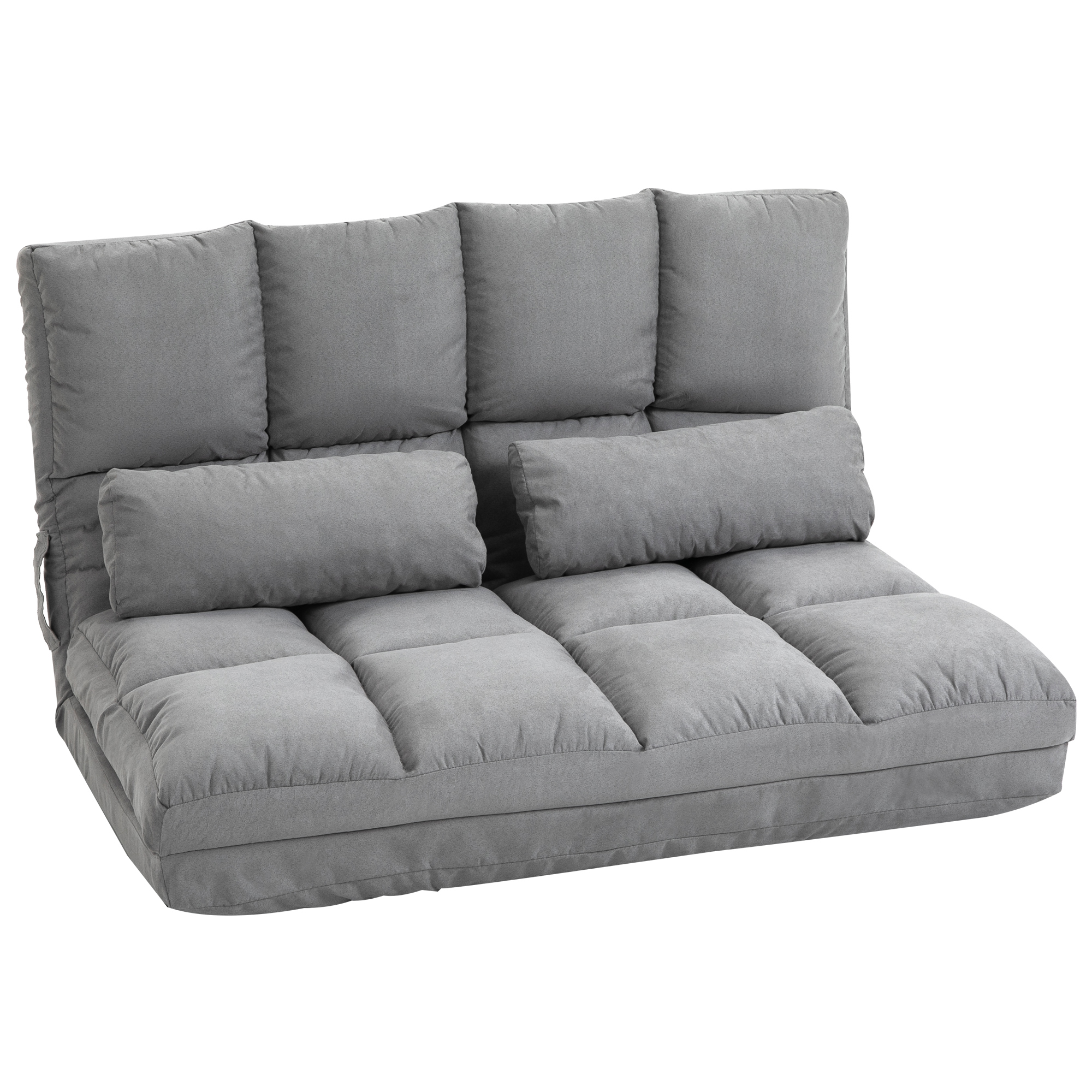 HOMCOM Bodenstuhl 2-in-1 Bodensessel & Bett mit Rückenlehne, verstellbar in 3 Positionen, Sitzkissen aus grauem Samt & Stahl, 102x73x60cm Aosom.de