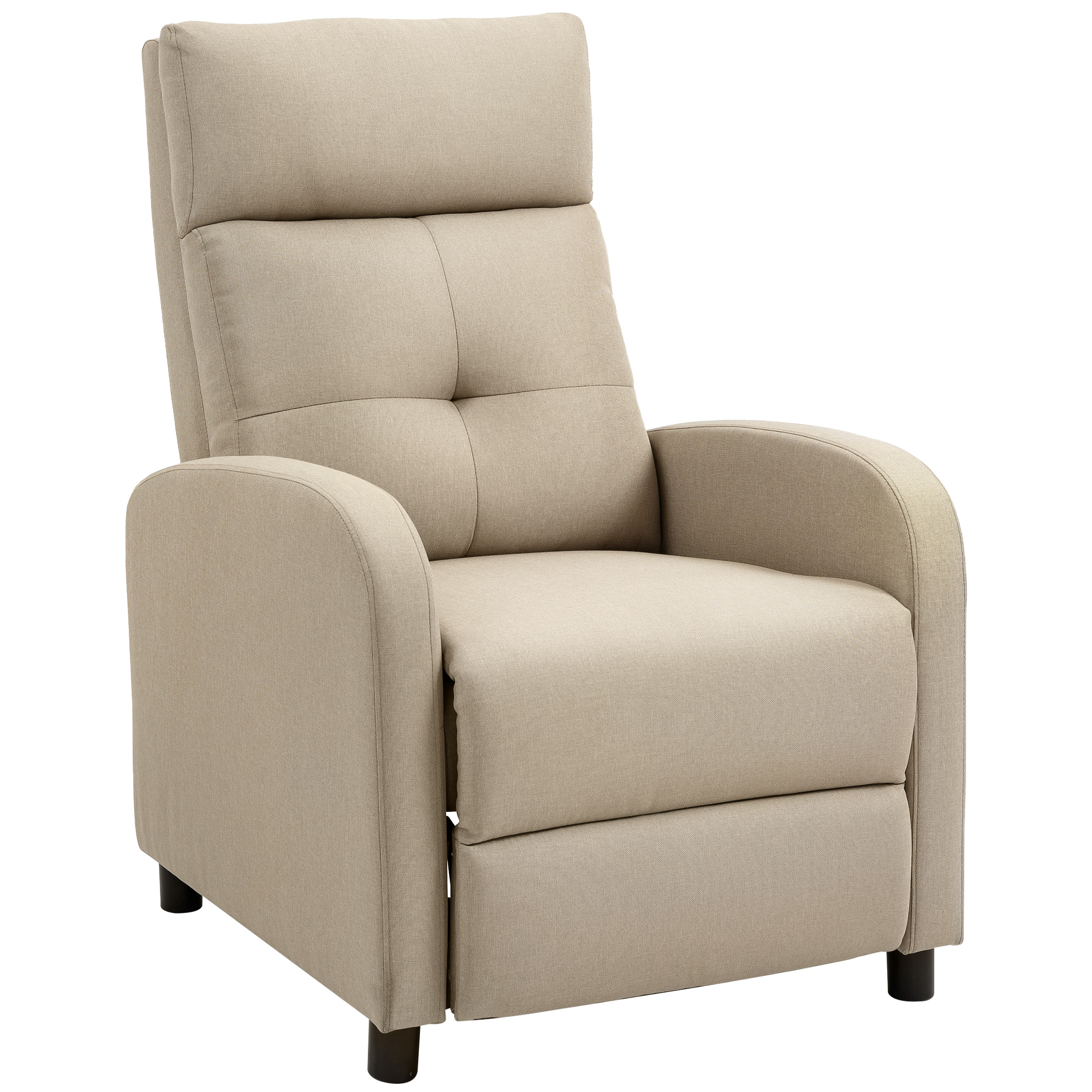 HOMCOM Relaxsessel, Fernsehsessel mit Liegefunktion, TV-Sessel mit Leinenoptik, Gepolstert Liegesessel mit Taschenfederkern, Ruhesessel bis 150 kg belastbar für Wohnzimmer, Beige Aosom