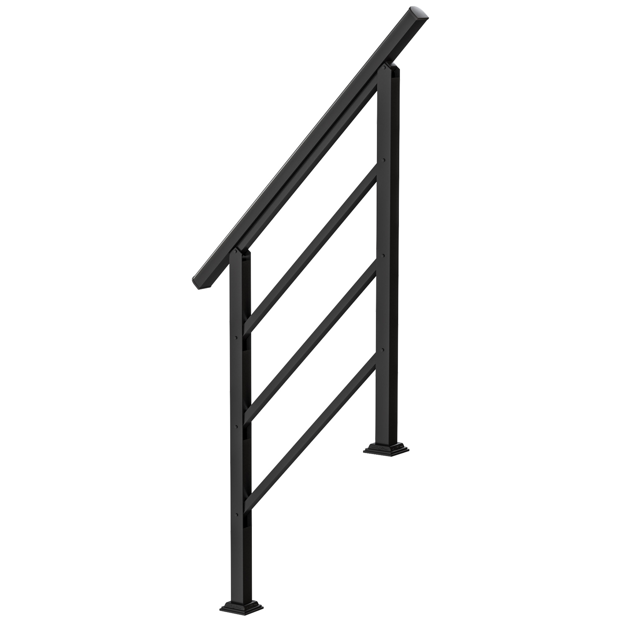 Treppengeländer für 1-3 Stufen, 94cm Winkelverstellbar Handlauf Außen und Innen Metall Schwarz