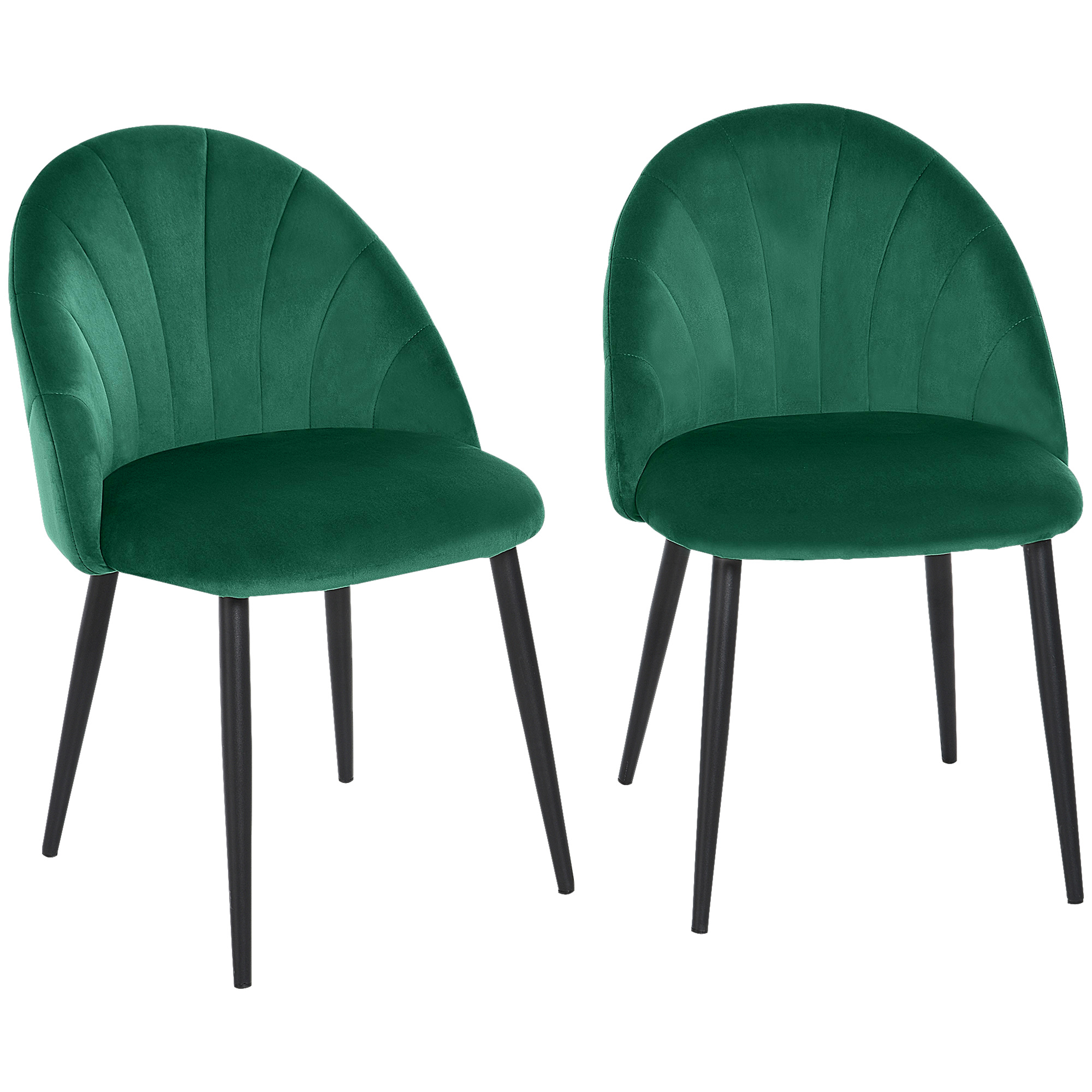 HOMCOM Esszimmerstühle 2er Set Skandi Design moderner Küchenstuhl Polsterstuhl Samt Metall grün 52x54x79cm für Wohnzimmer & Büro Aosom.de