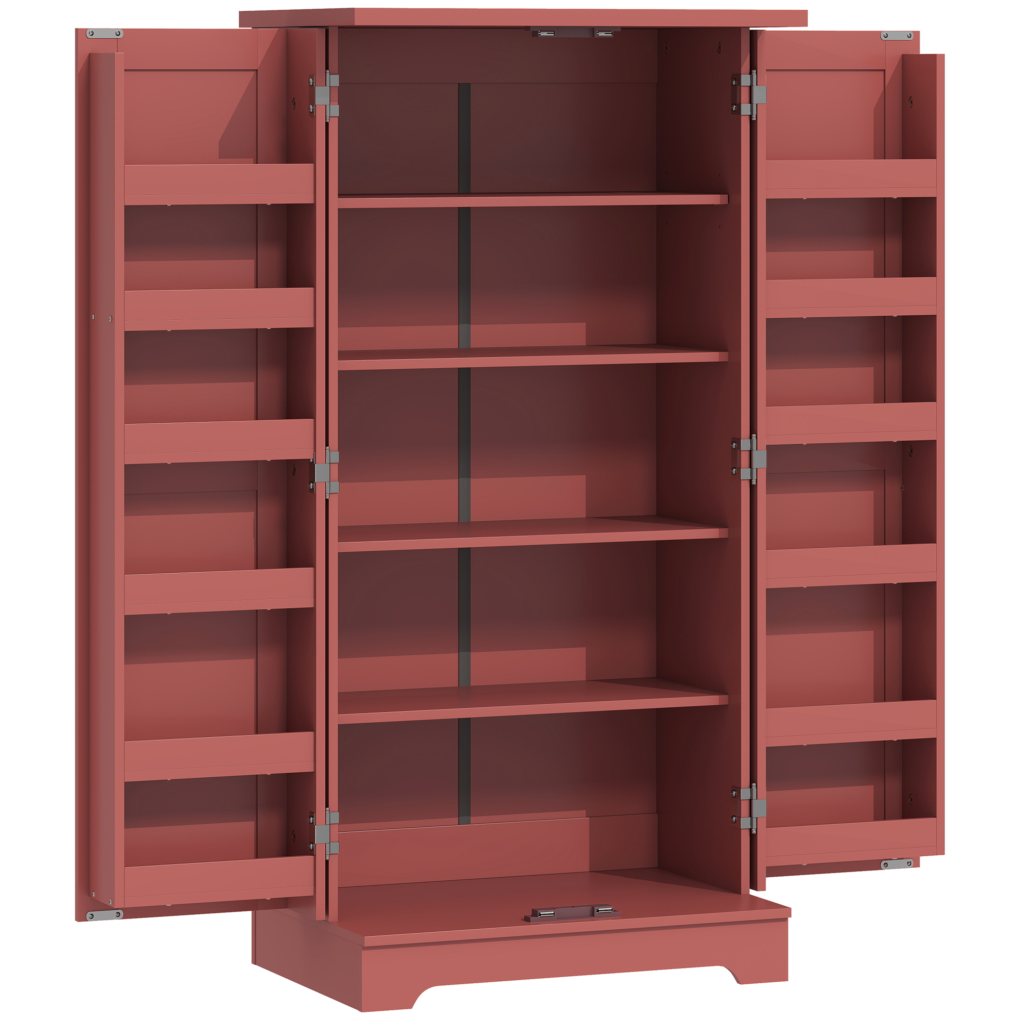 HOMCOM Buffet cuisine armoire de cuisine 5 niveaux avec portes et étagères réglables 60l x 40P x 120H cm grain de bois rouge
