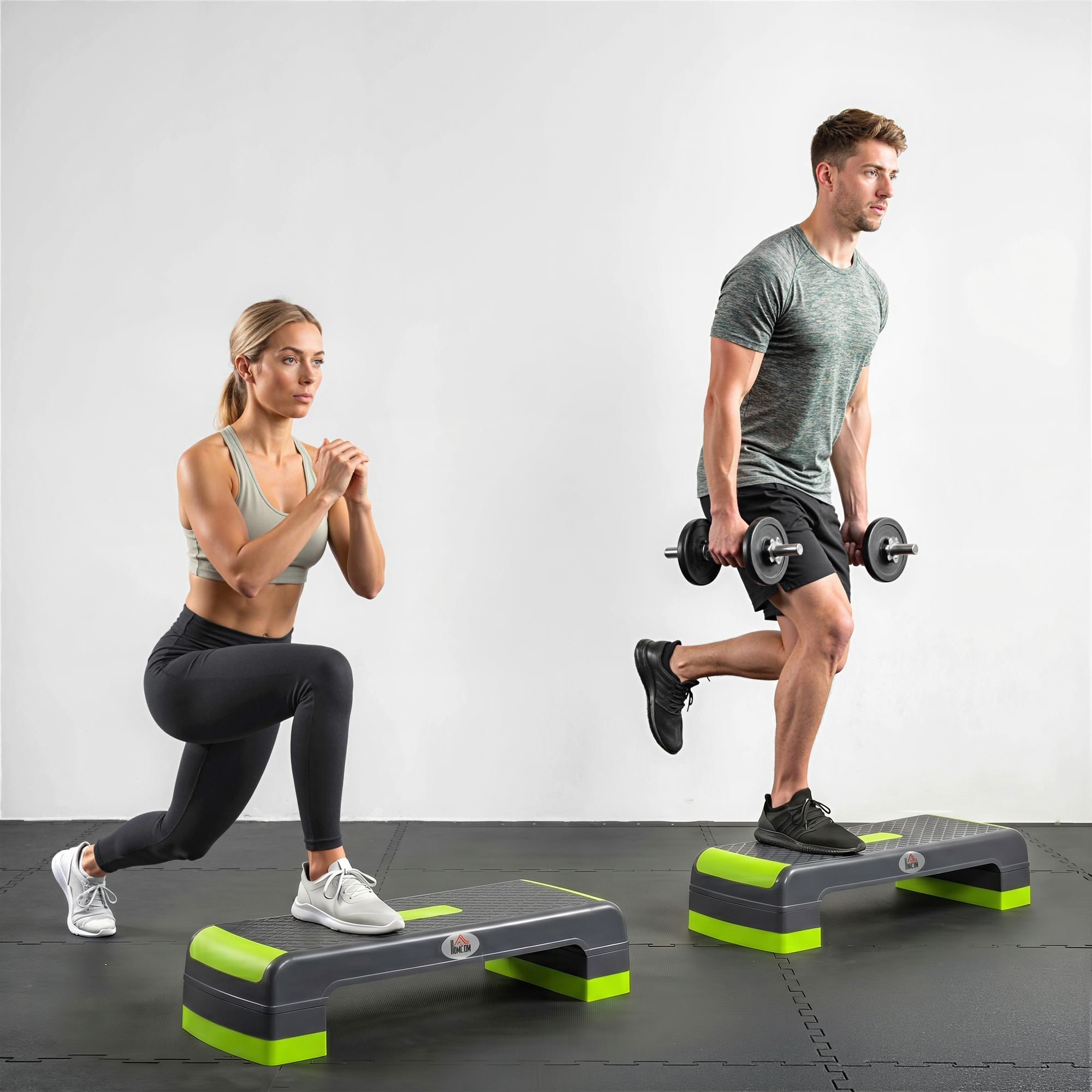 Stepper Fitness HOMCOM – Aérobic, Hauteur Réglable 3 Niveaux, Surface Antidérapante, 80x31x20 Cm, Charge Max 150 Kg